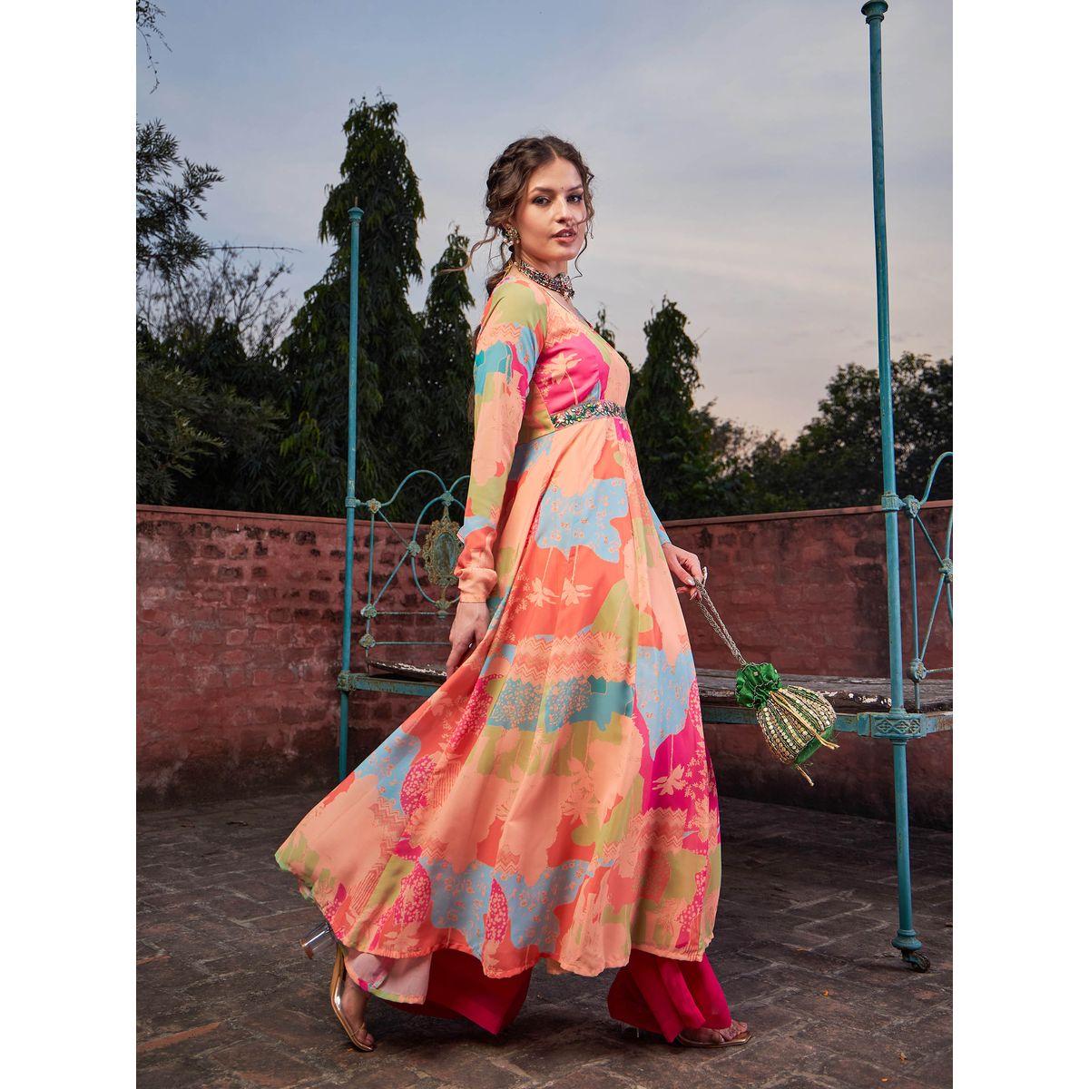 كورتا بطبعة تاي داي وتفاصيل كروس-women-clothing-ethnicwear-kurtas-image-3
