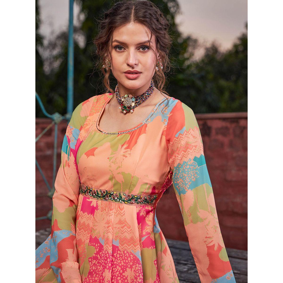 كورتا بطبعة تاي داي وتفاصيل كروس-women-clothing-ethnicwear-kurtas-image-7
