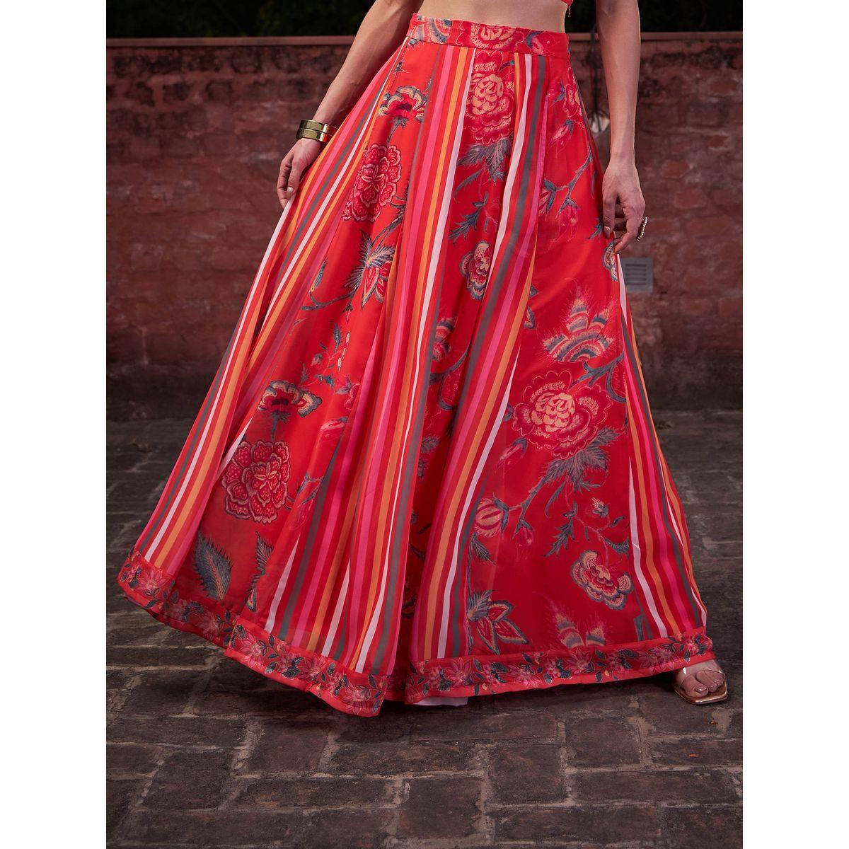 طقم من بلوزة بطبعة زهور مع تنورة أناركلي-women-clothing-ethnicwear-salwarsuits-image-5