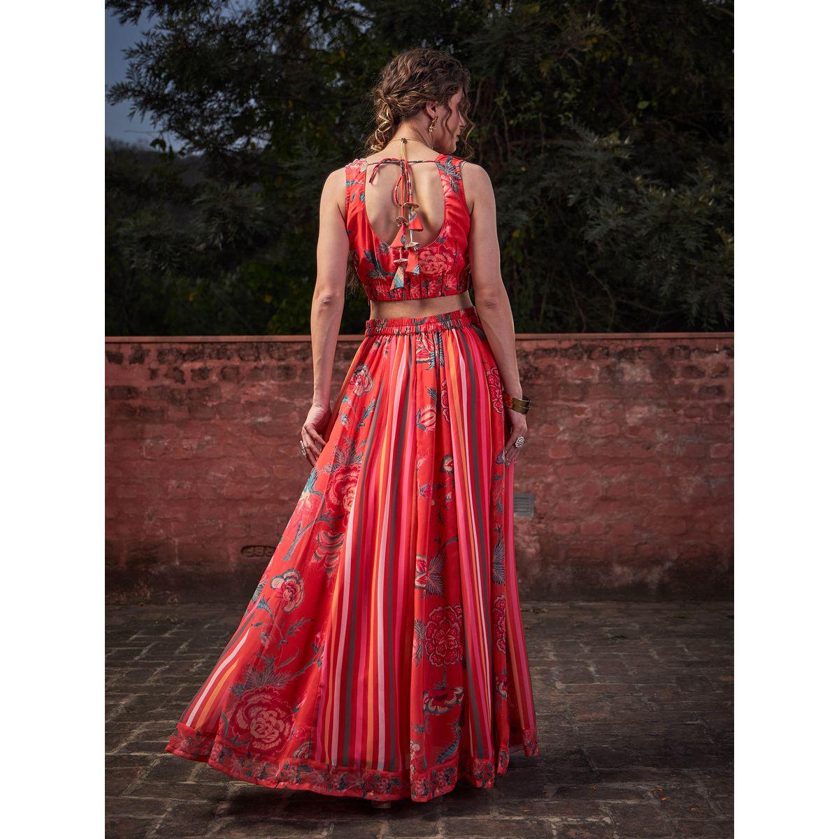 طقم من بلوزة بطبعة زهور مع تنورة أناركلي-women-clothing-ethnicwear-salwarsuits-image-6