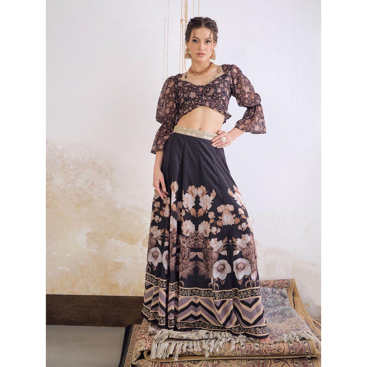 طقم من بلوزة بطبعة زهور مع تنورة أناركلي-women-clothing-ethnicwear-salwarsuits-image-2