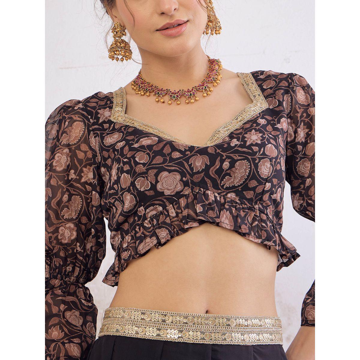 طقم من بلوزة بطبعة زهور مع تنورة أناركلي-women-clothing-ethnicwear-salwarsuits-image-4