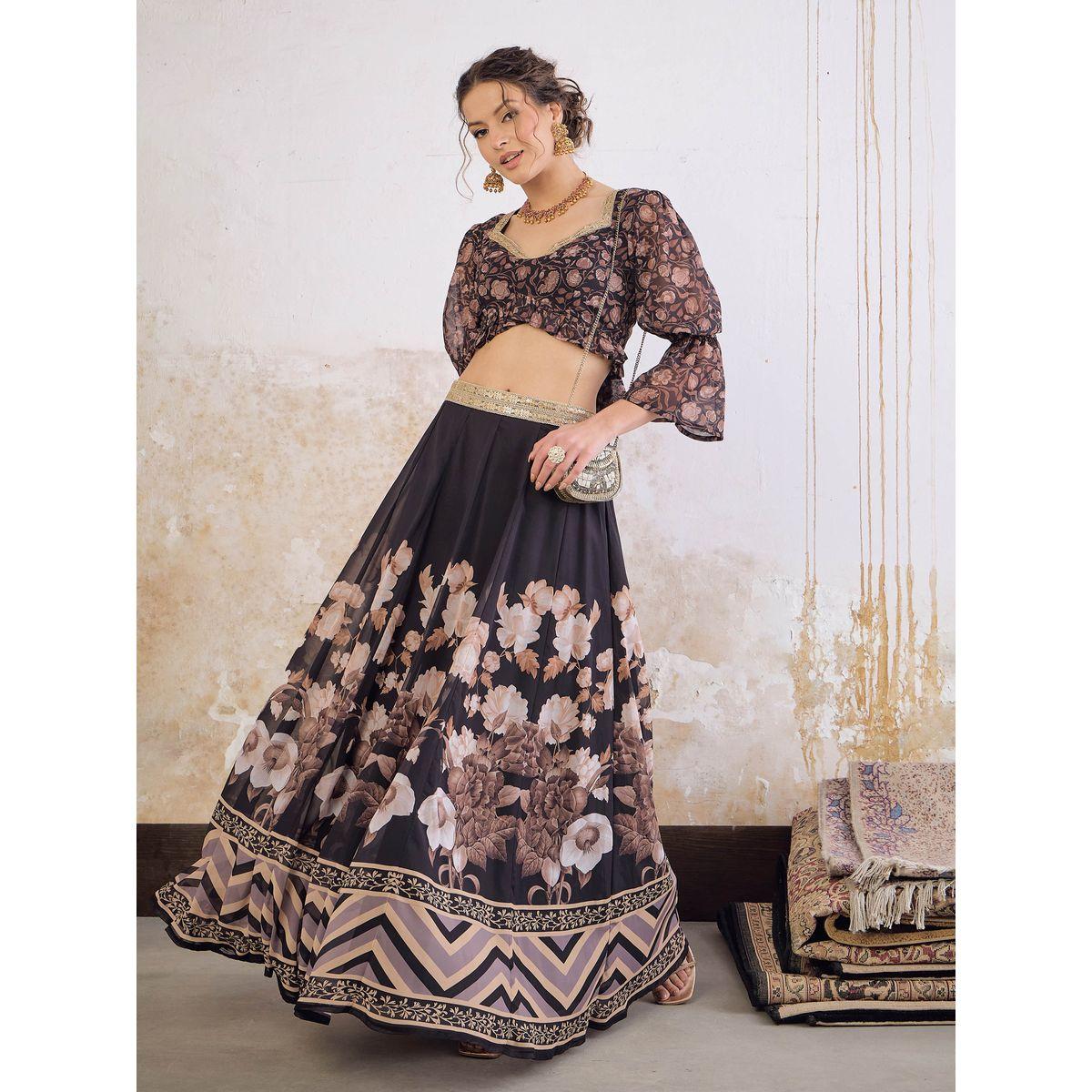 طقم من بلوزة بطبعة زهور مع تنورة أناركلي-women-clothing-ethnicwear-salwarsuits-image-6