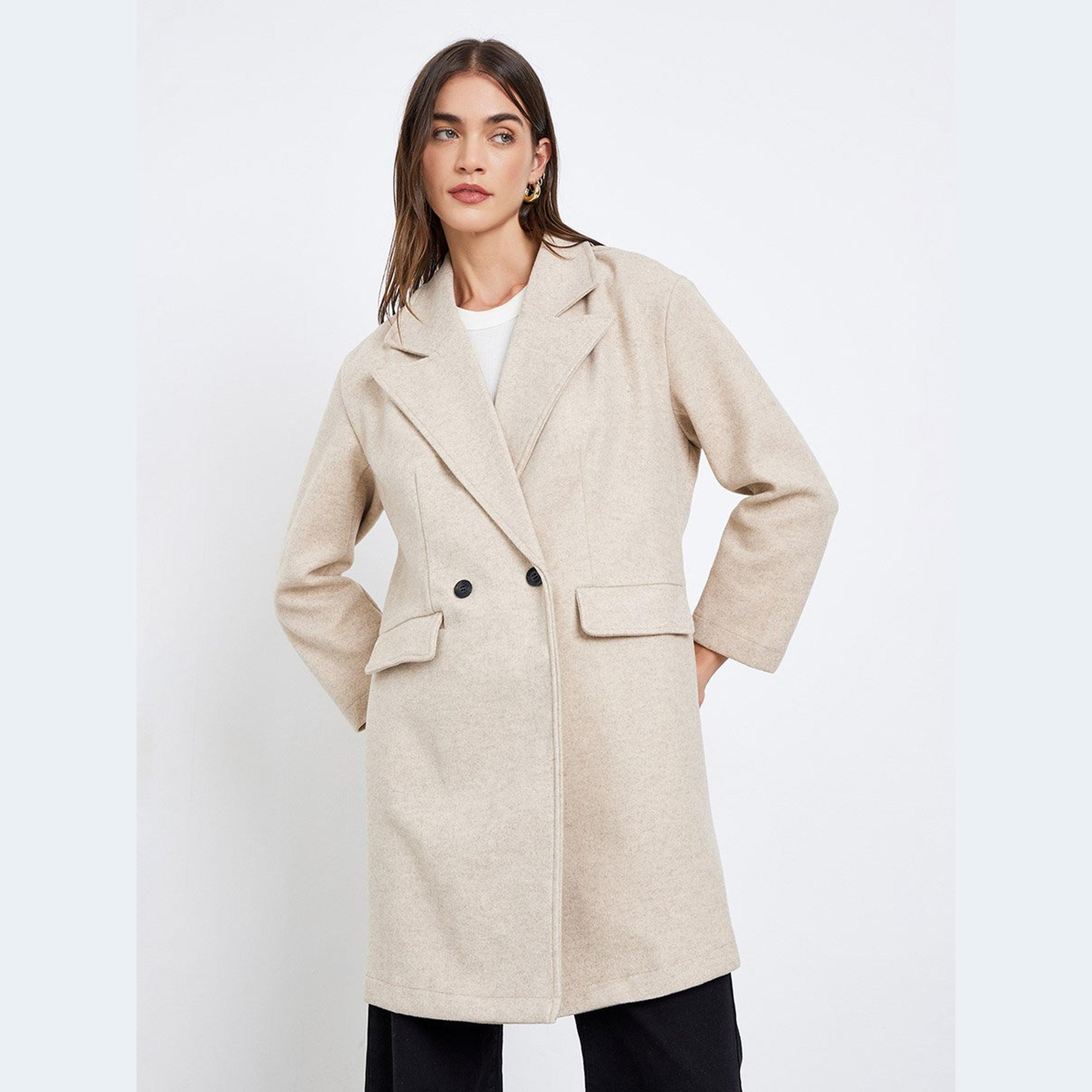 Styli Beige Longline Double Breasted Coat-women-clothing-coatsandjackets-coats-image-2