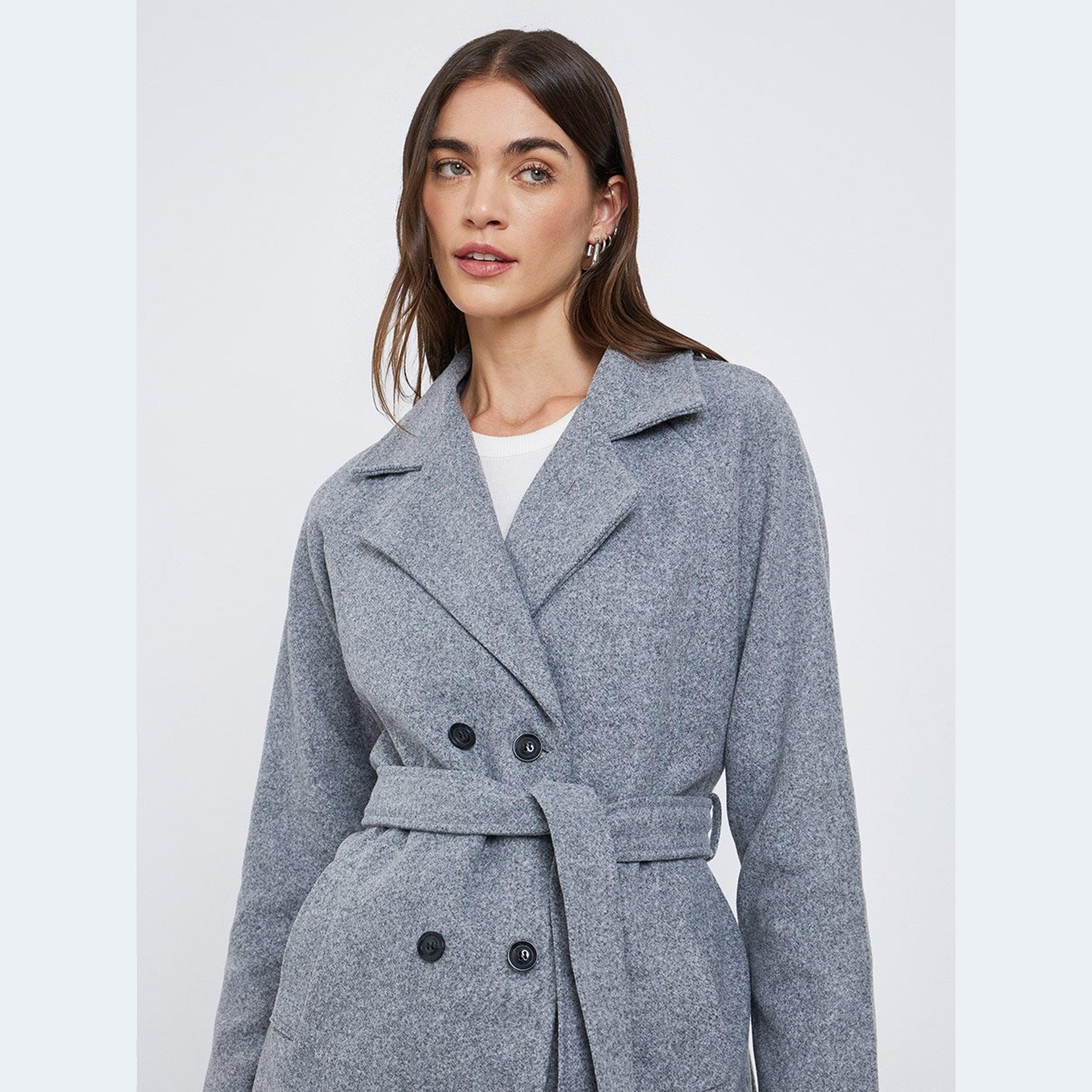 Styli Grey Regular Fit Knee-Length Coat-women-winterwear-coatsandjackets-coats-image-3