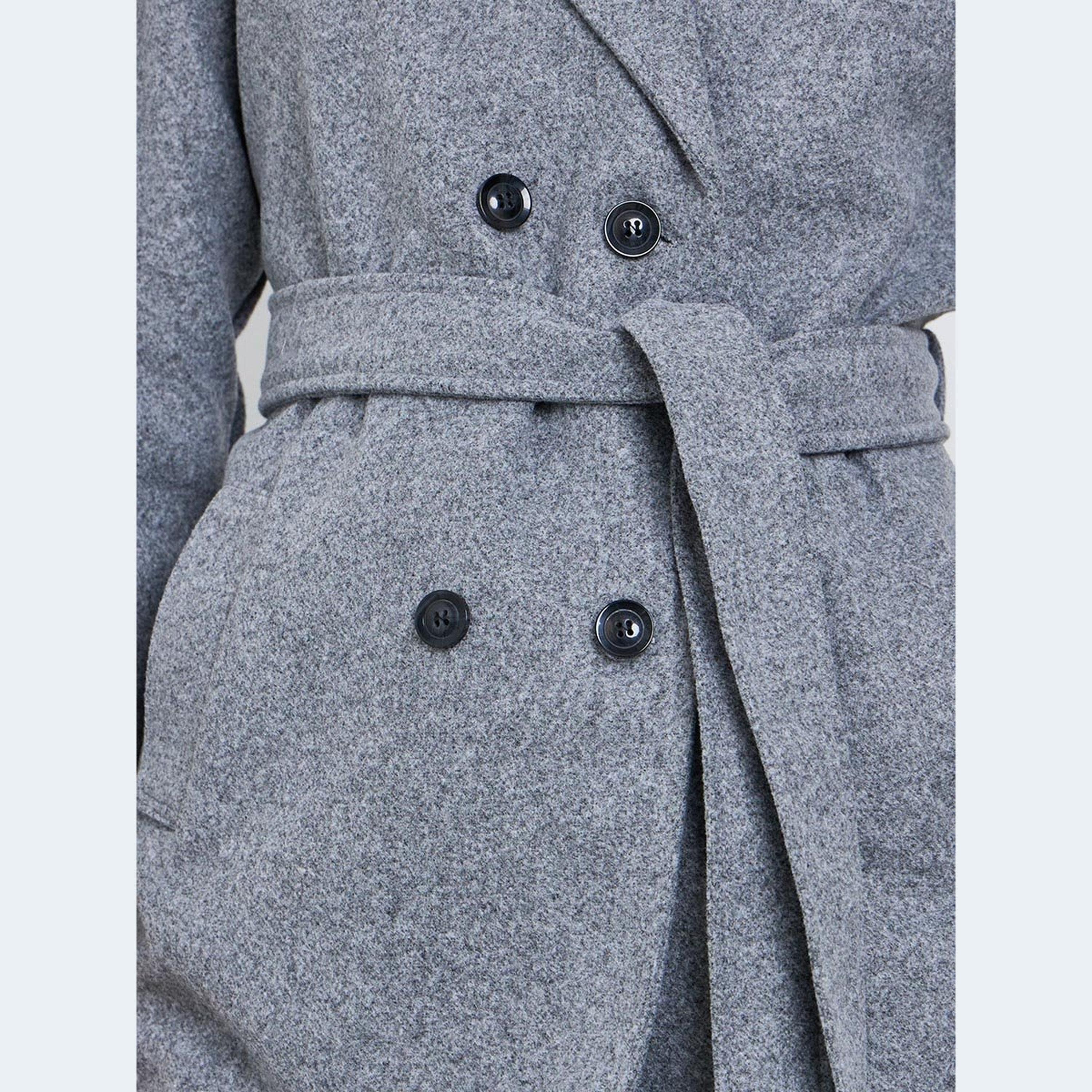 Styli Grey Regular Fit Knee-Length Coat-women-winterwear-coatsandjackets-coats-image-4