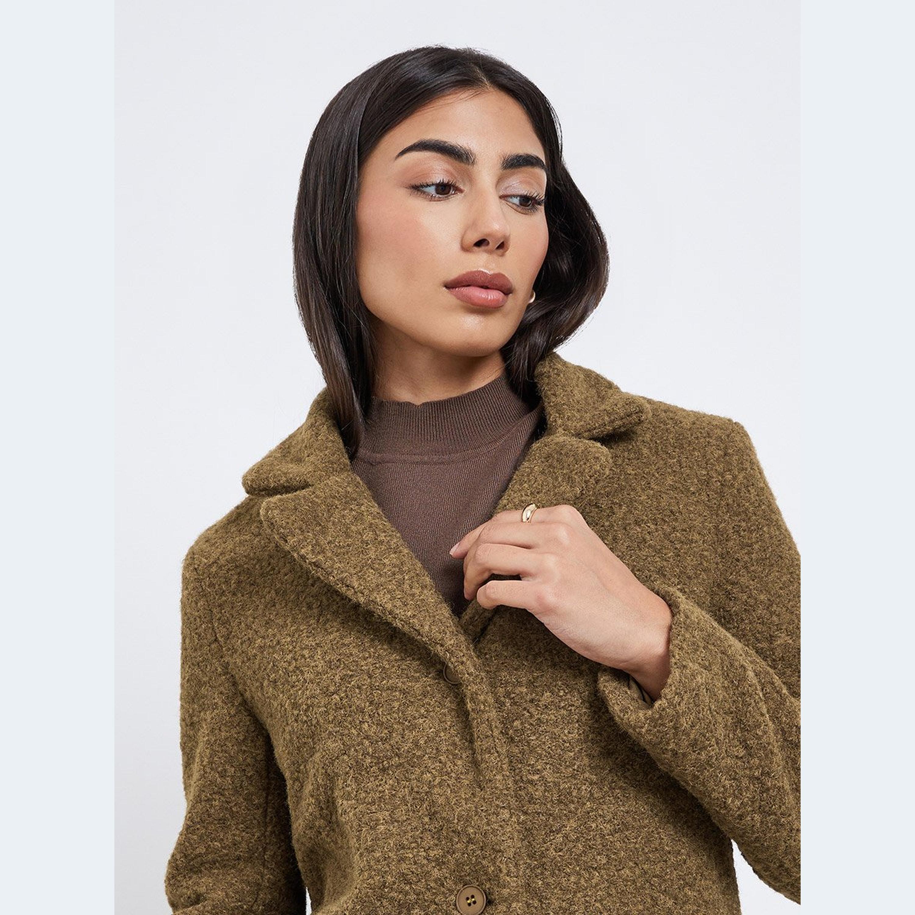 Styli Brown Regular Fit Wool Like Coat-women-clothing-coatsandjackets-coats-image-4