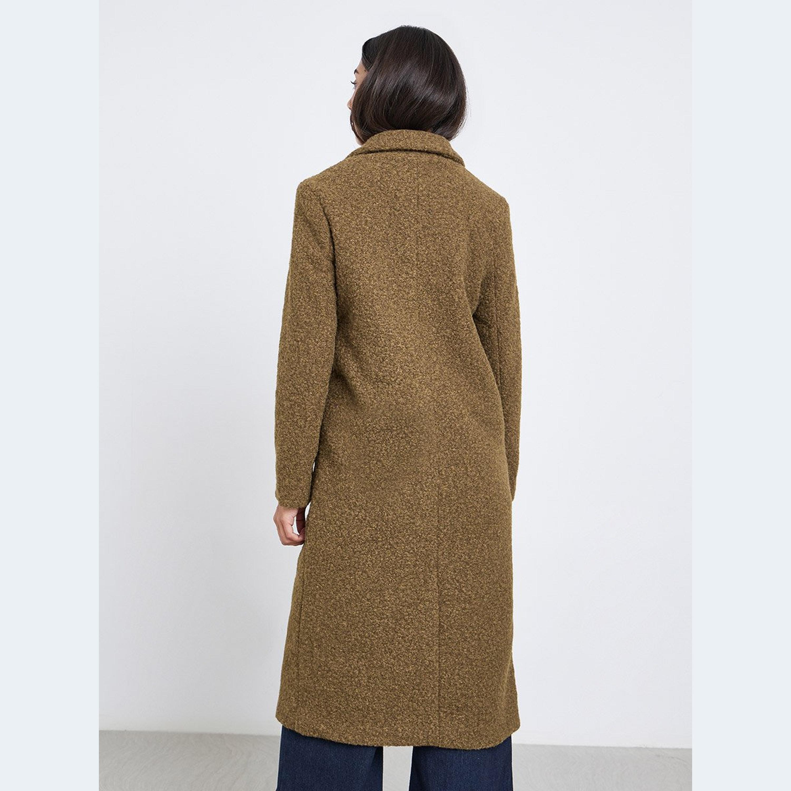 ستايلي - معطف بني قصة عادية يشبه الصوف-women-clothing-coatsandjackets-coats-image-5