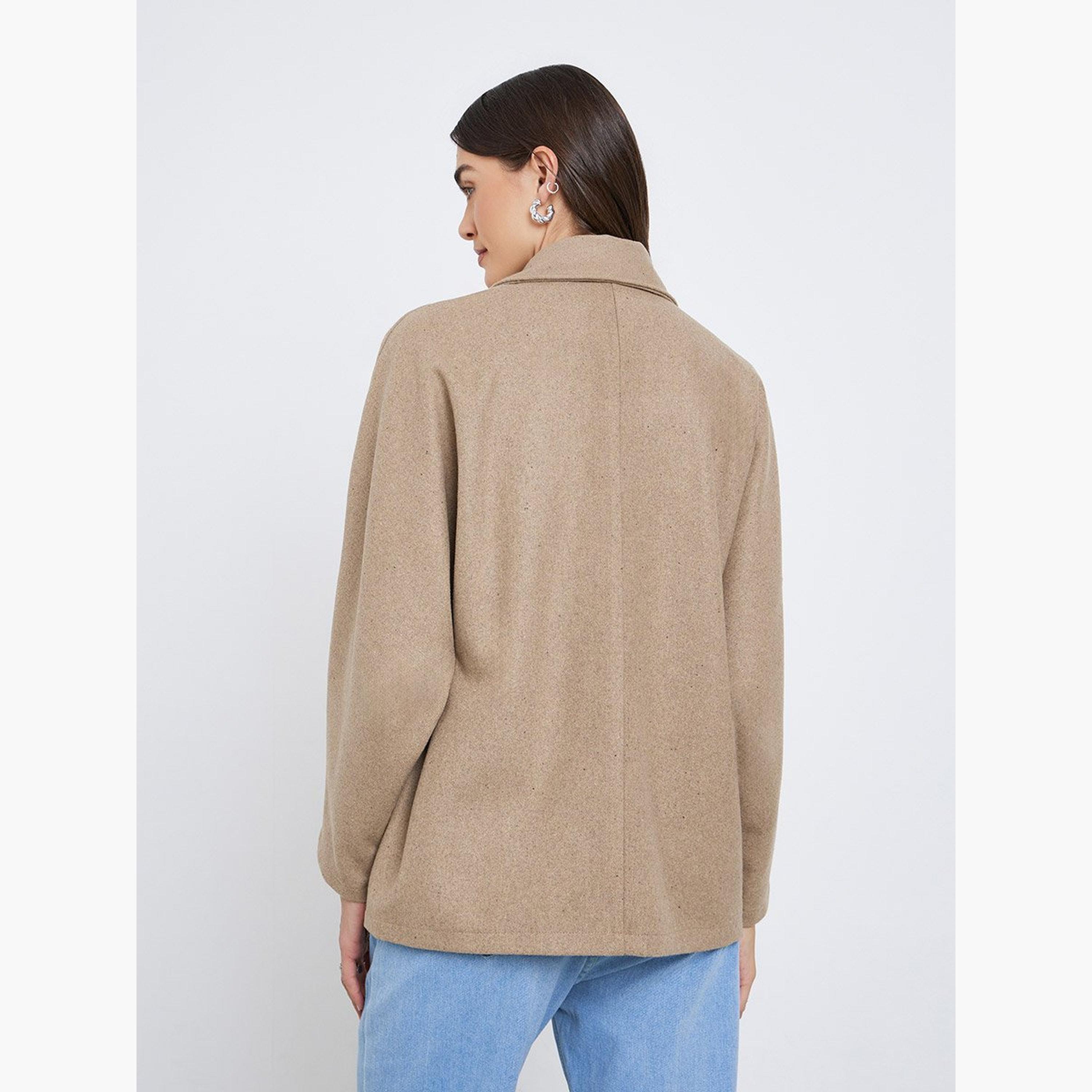 Styli Brown Longline Oversized Button Coat-women-winterwear-coatsandjackets-jackets-image-5