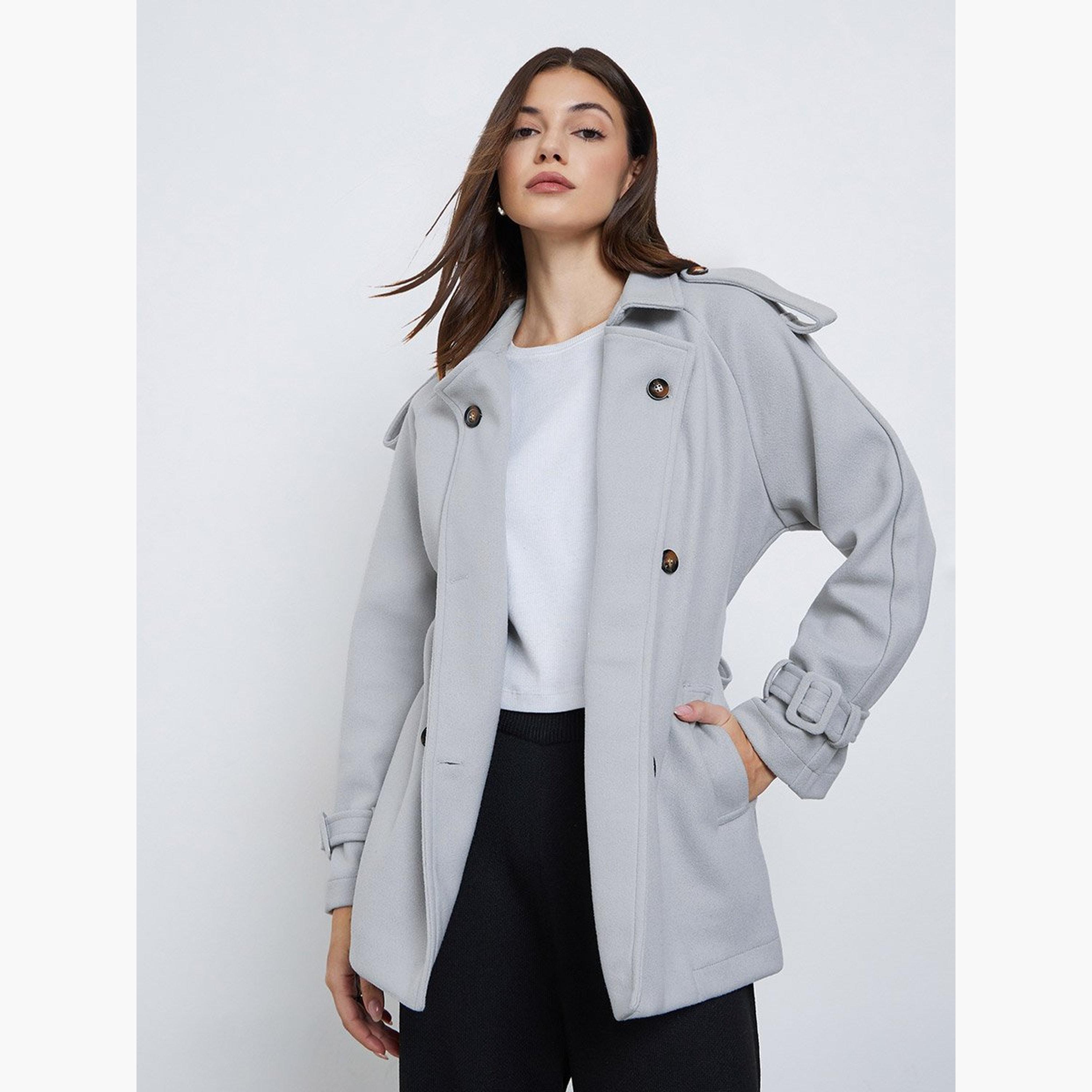 Styli Grey Oversized Wool Like Belted Jacket-women-winterwear-coatsandjackets-jackets-image-1