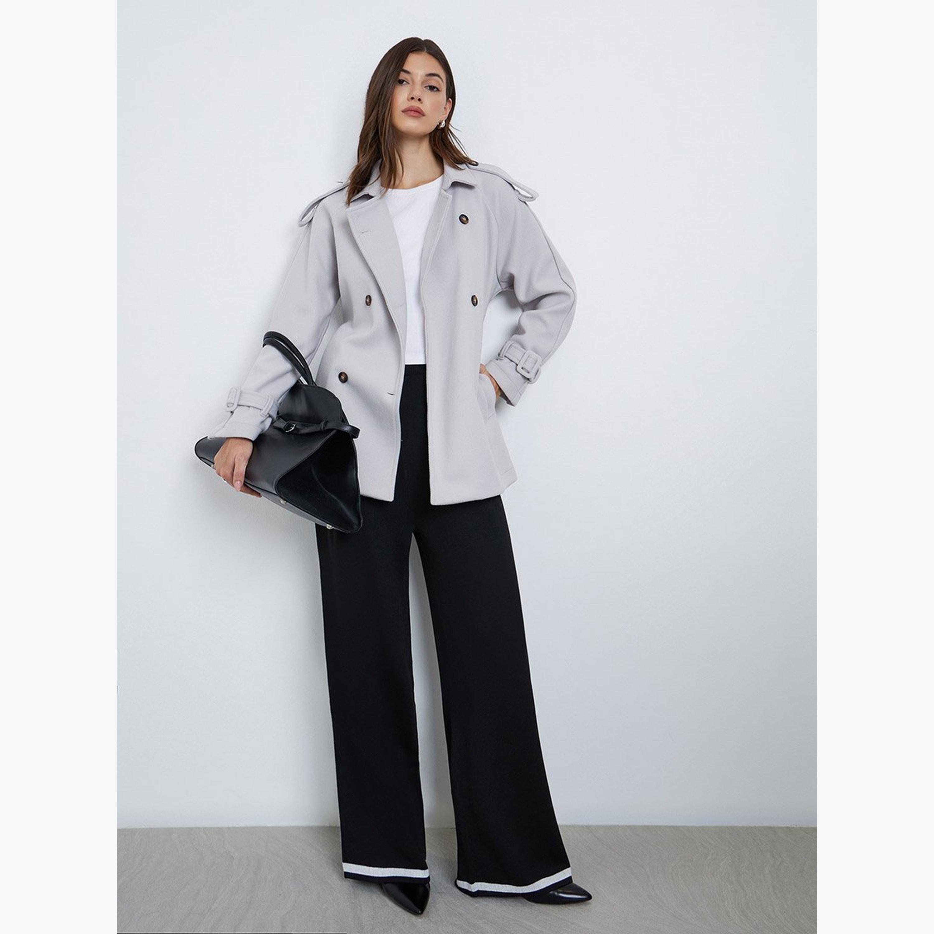 Styli Grey Oversized Wool Like Belted Jacket-women-winterwear-coatsandjackets-jackets-image-2