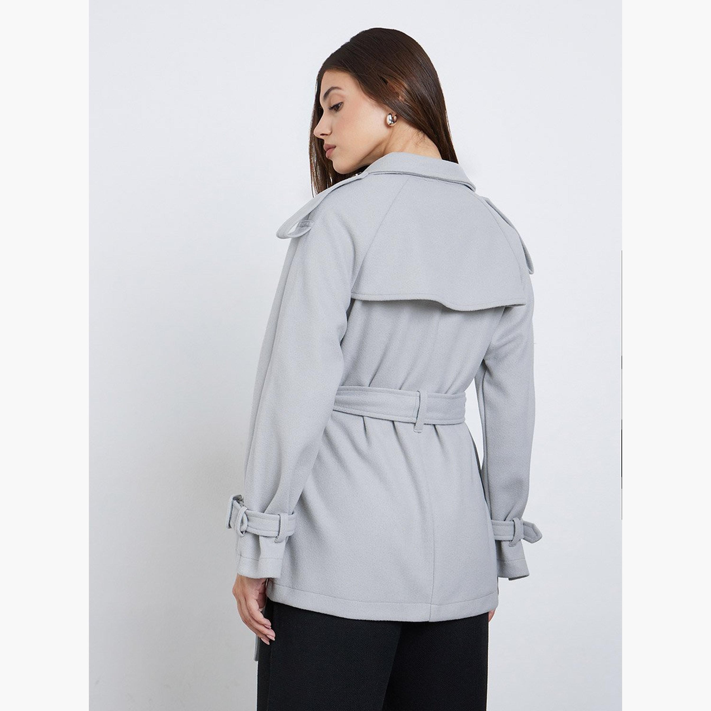 Styli Grey Oversized Wool Like Belted Jacket-women-winterwear-coatsandjackets-jackets-image-5
