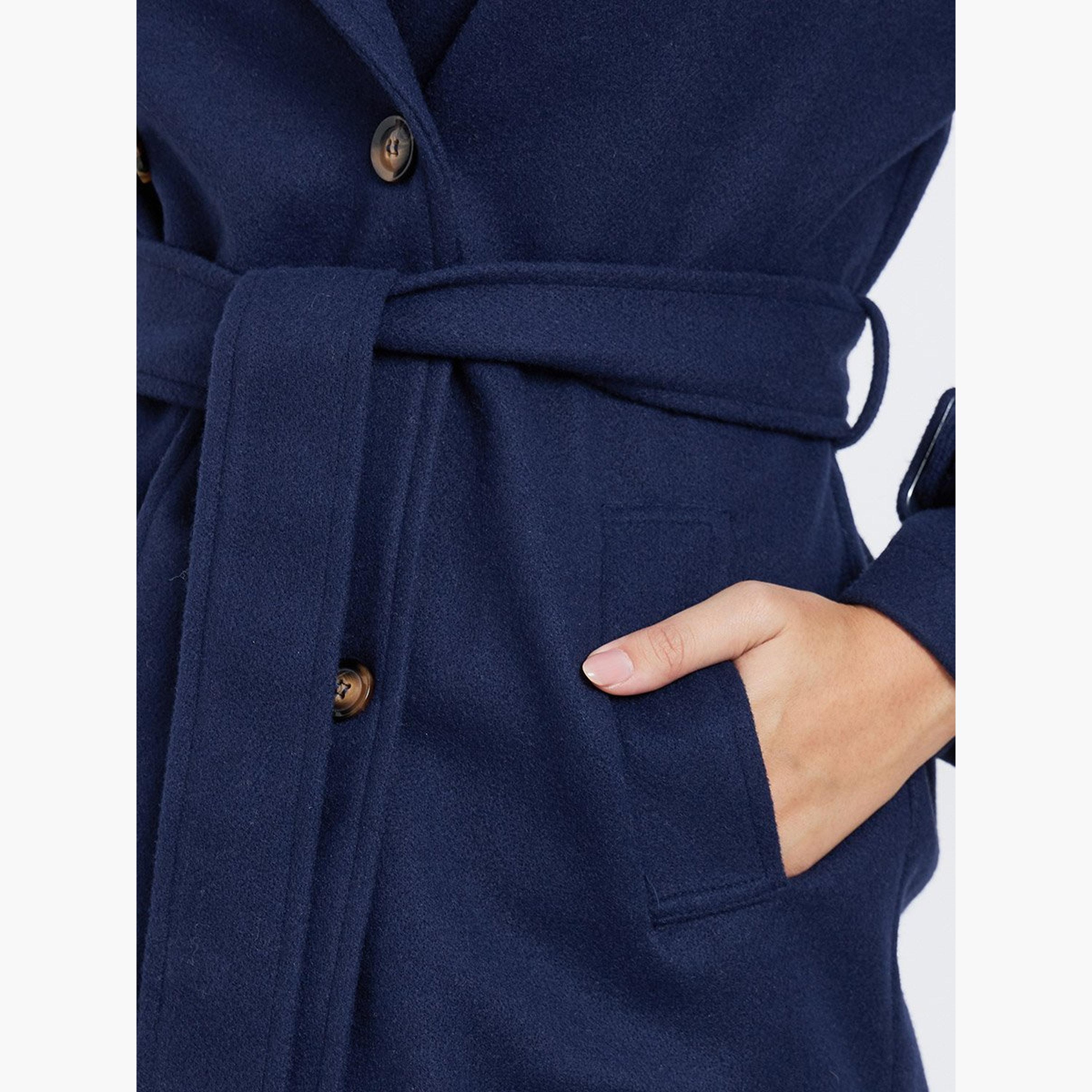 ستايلي - سترة مقاس كبير من الصوف لون أزرق البحري مع حزام-women-winterwear-coatsandjackets-jackets-image-4
