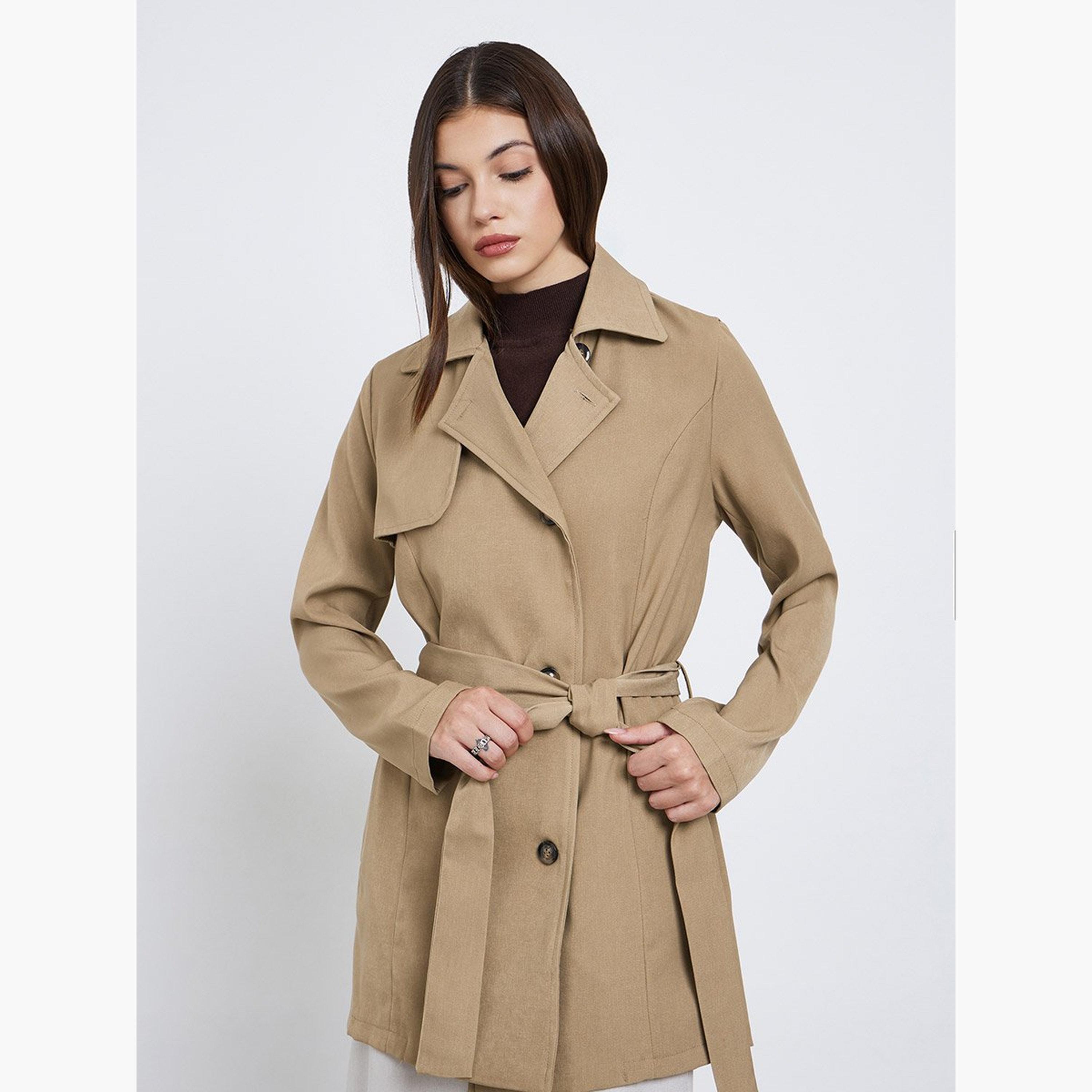 Styli Beige Longline Trench Coat-women-winterwear-coatsandjackets-jackets-image-3