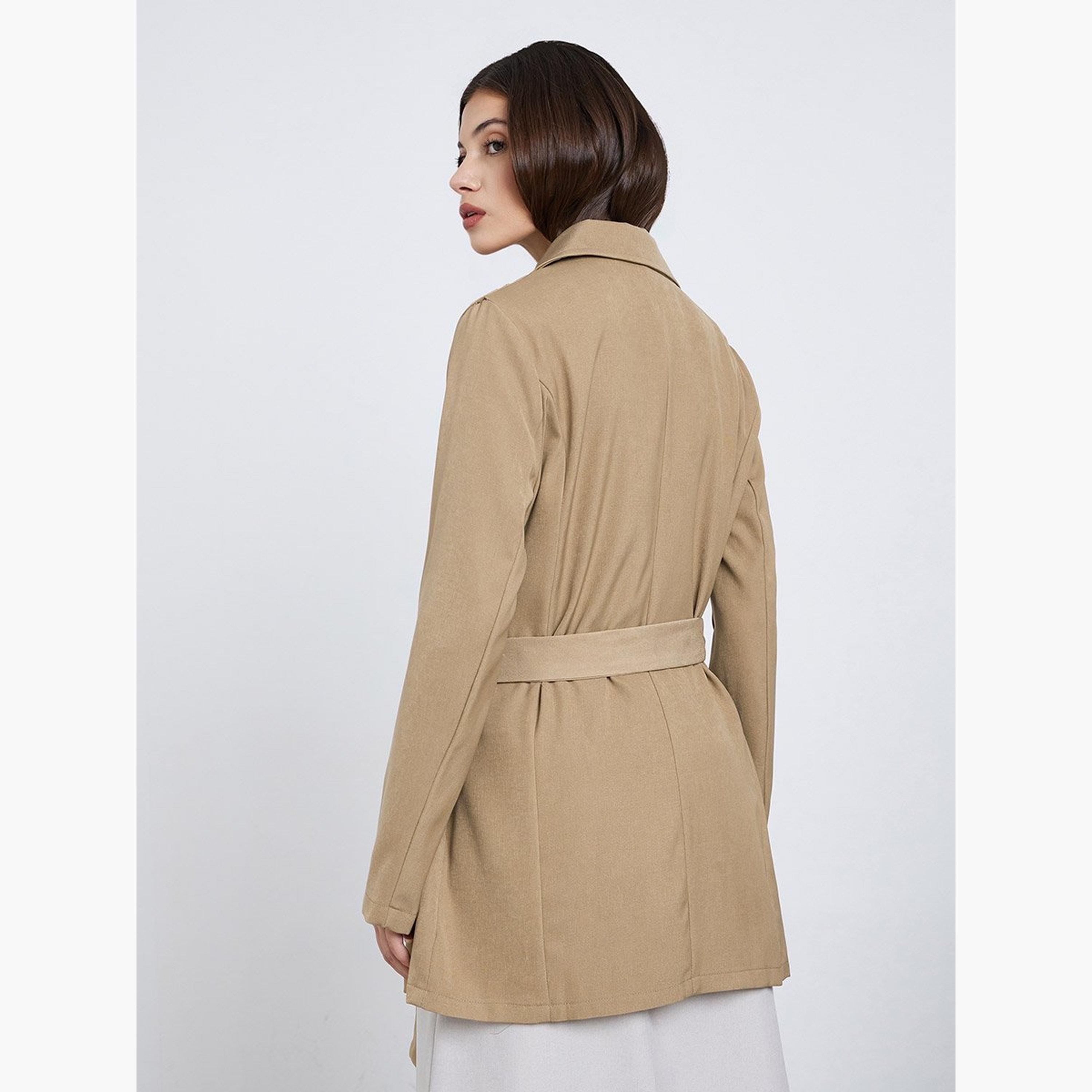 Styli Beige Longline Trench Coat-women-winterwear-coatsandjackets-jackets-image-5
