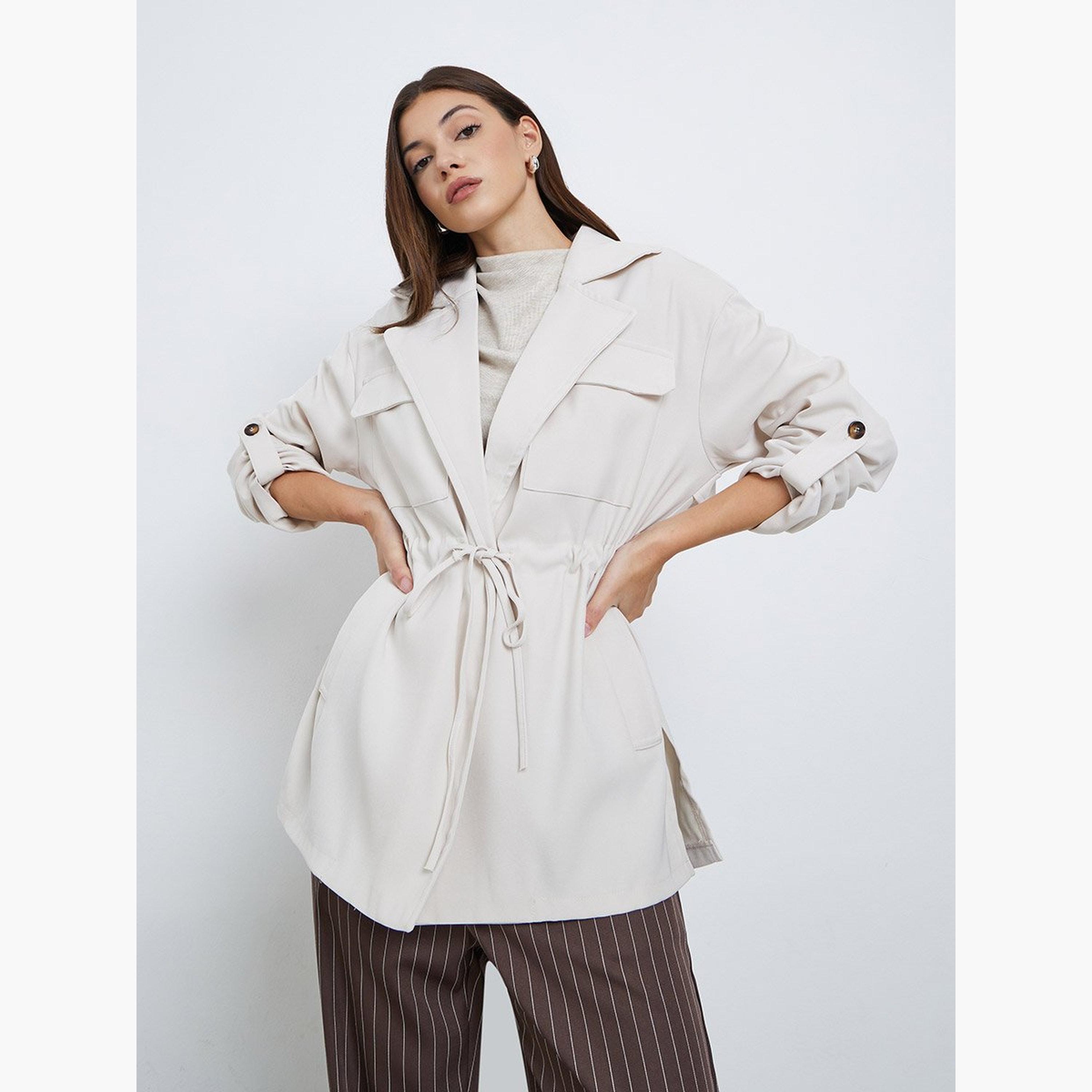 Styli Cream Longline Utility Jacket-women-winterwear-coatsandjackets-jackets-image-1