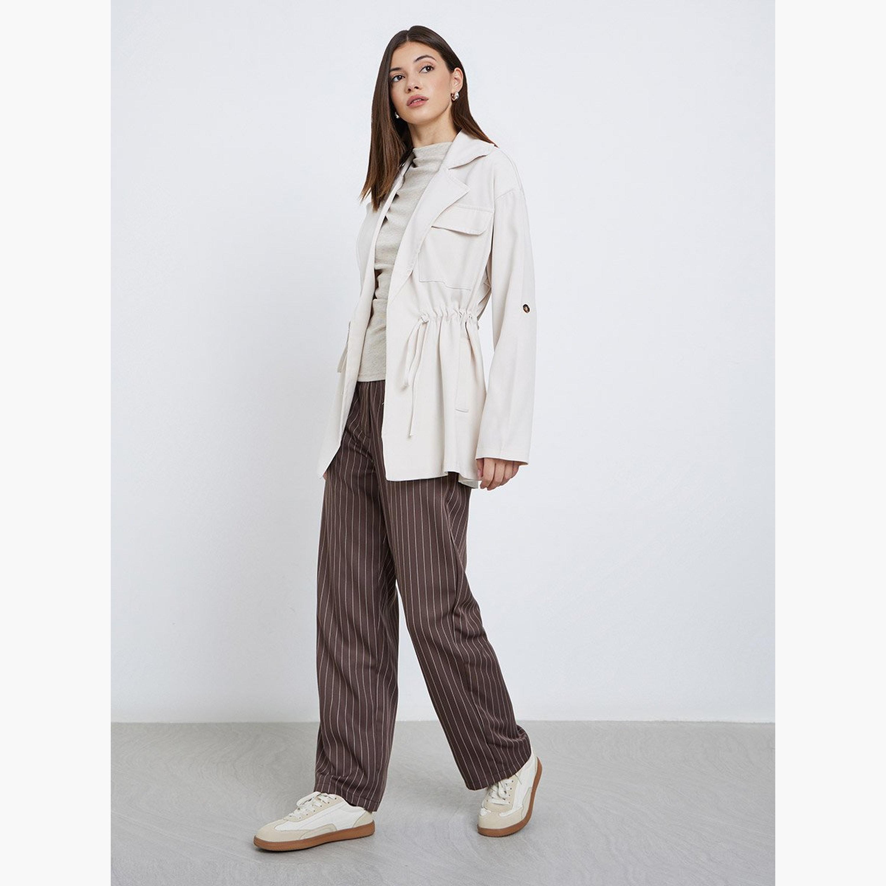 Styli Cream Longline Utility Jacket-women-winterwear-coatsandjackets-jackets-image-2
