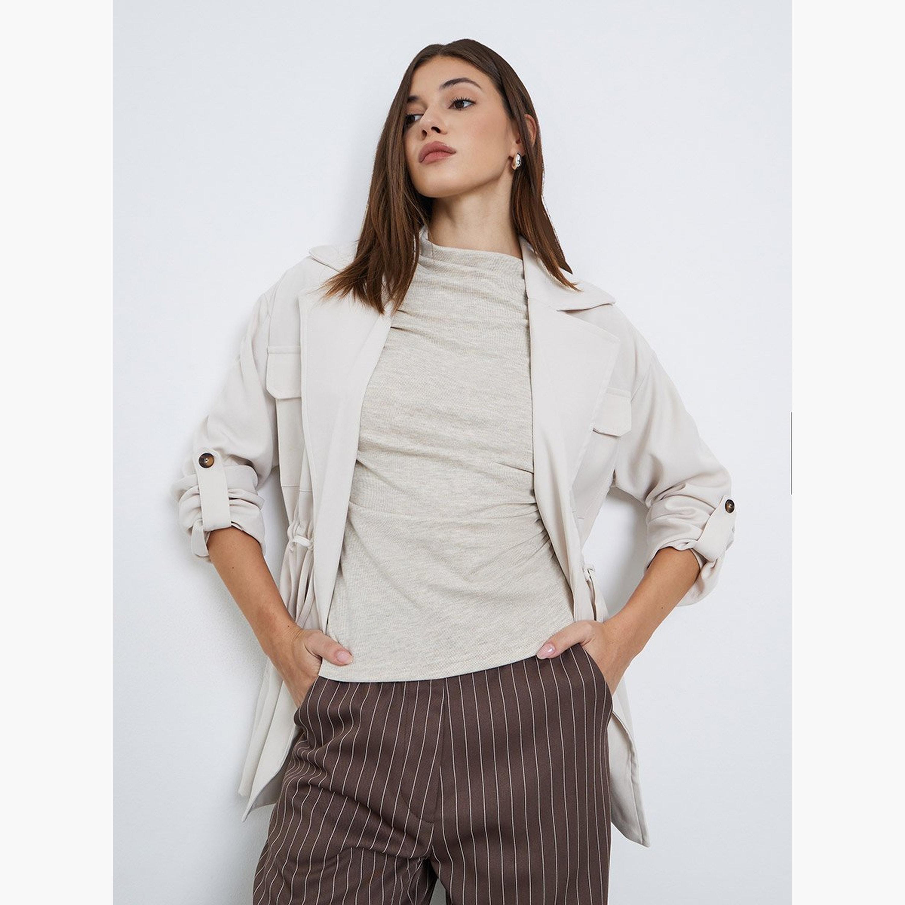Styli Cream Longline Utility Jacket-women-winterwear-coatsandjackets-jackets-image-3