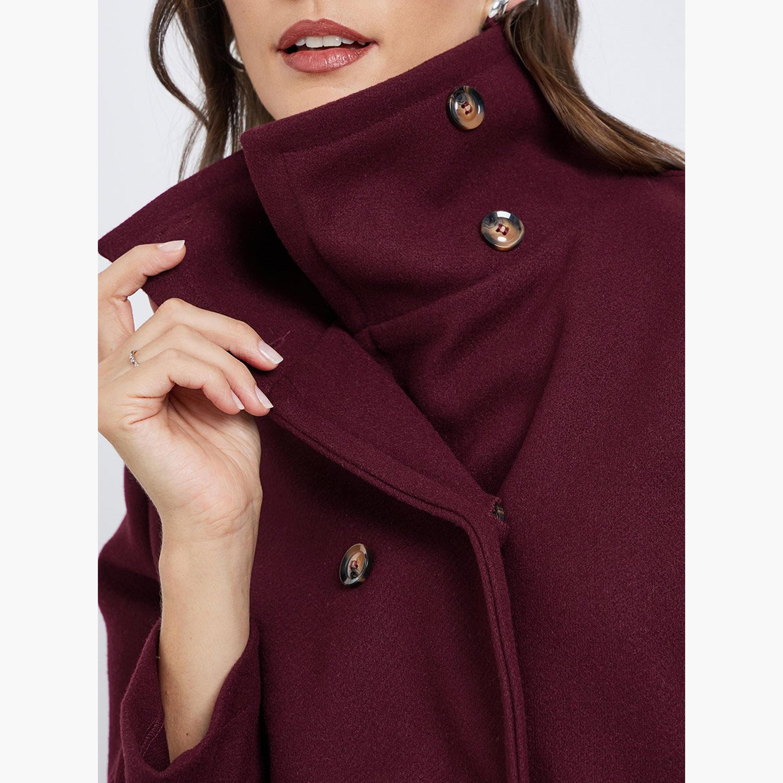 ستايلي - سترة صوفية مقاس كبير لون عنابي-women-winterwear-coatsandjackets-jackets-image-4