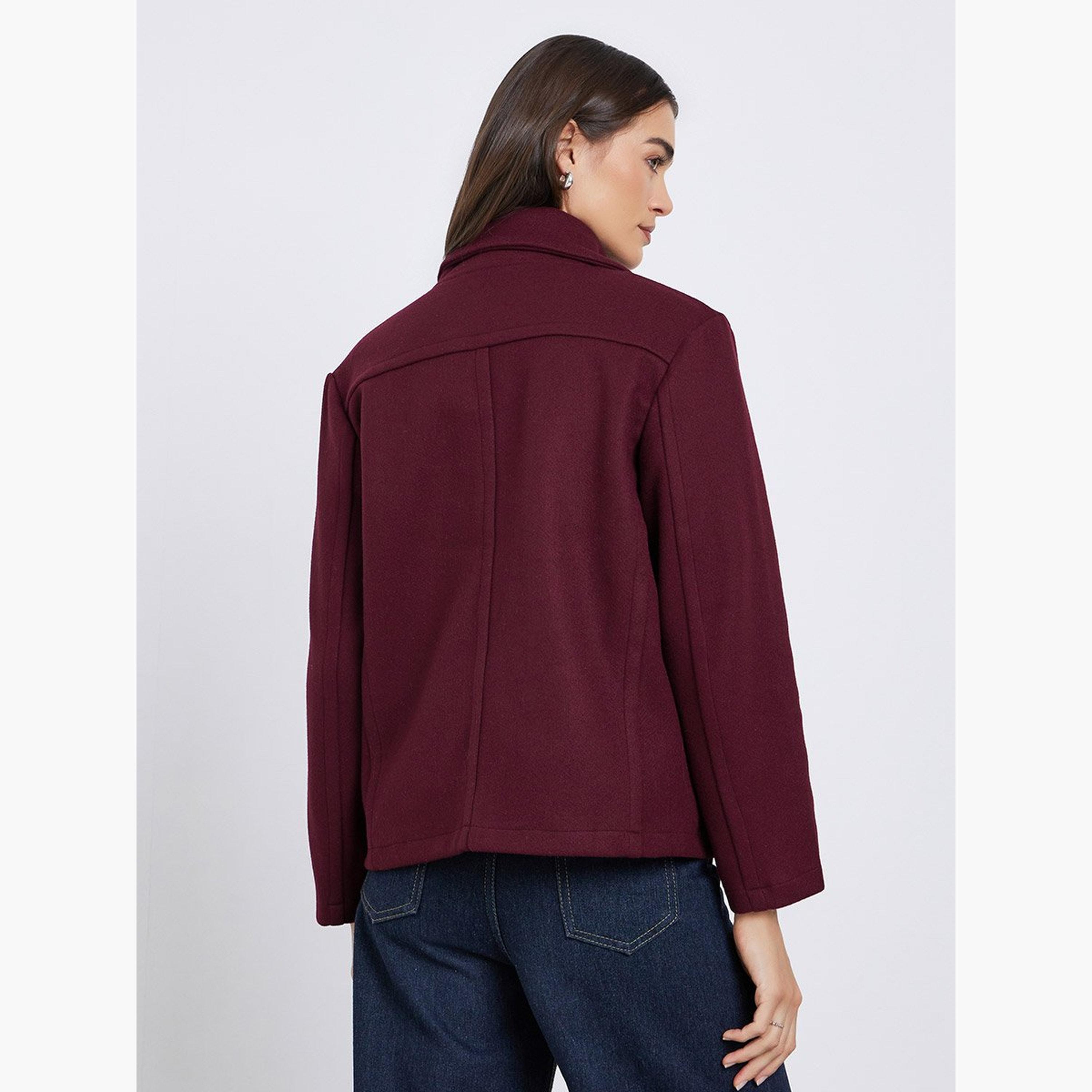 Styli Burgundy Oversized Wool Look Jacket-women-winterwear-coatsandjackets-jackets-image-5