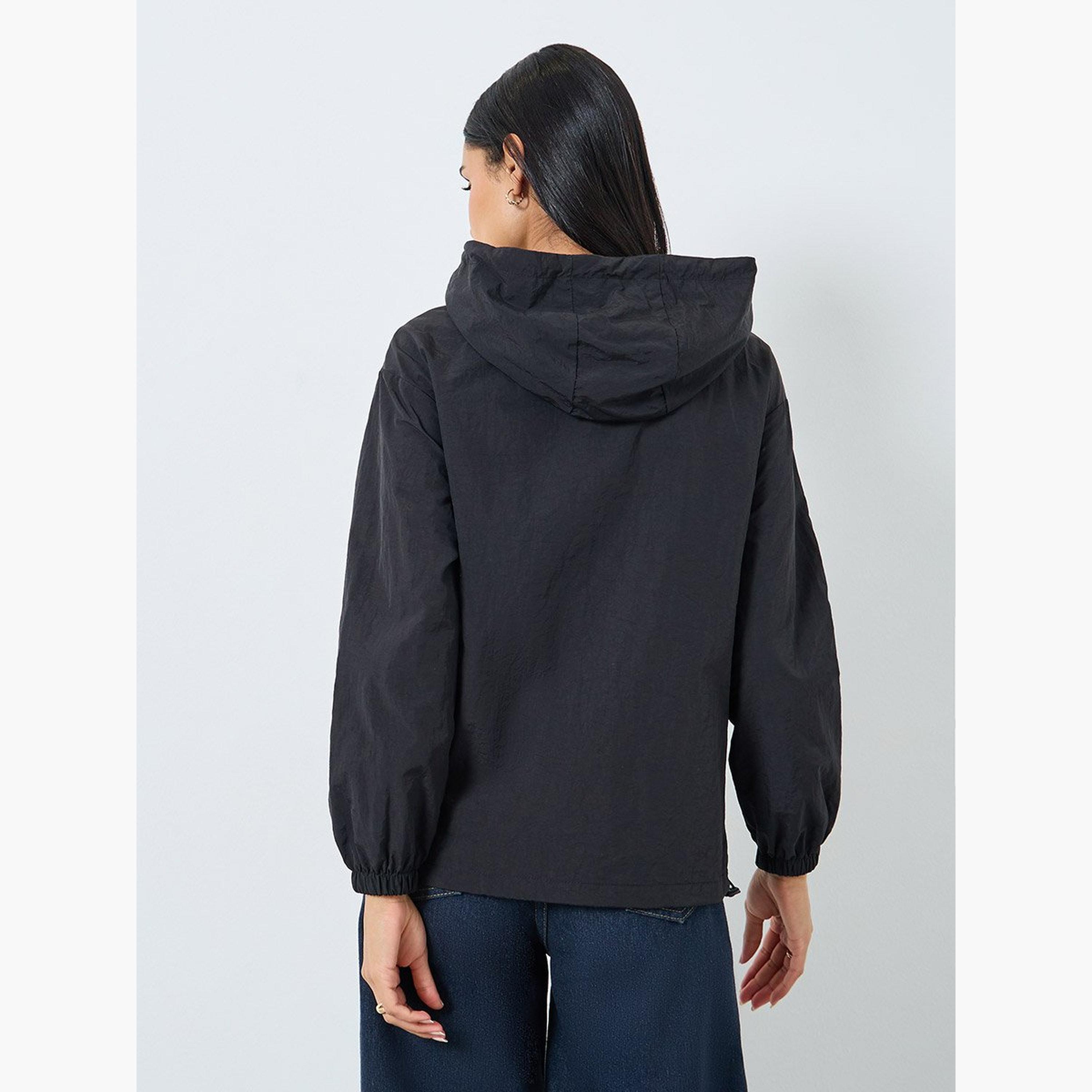 Styli Women Black Zipped Windbreaker Jacket-women-winterwear-coatsandjackets-jackets-image-5
