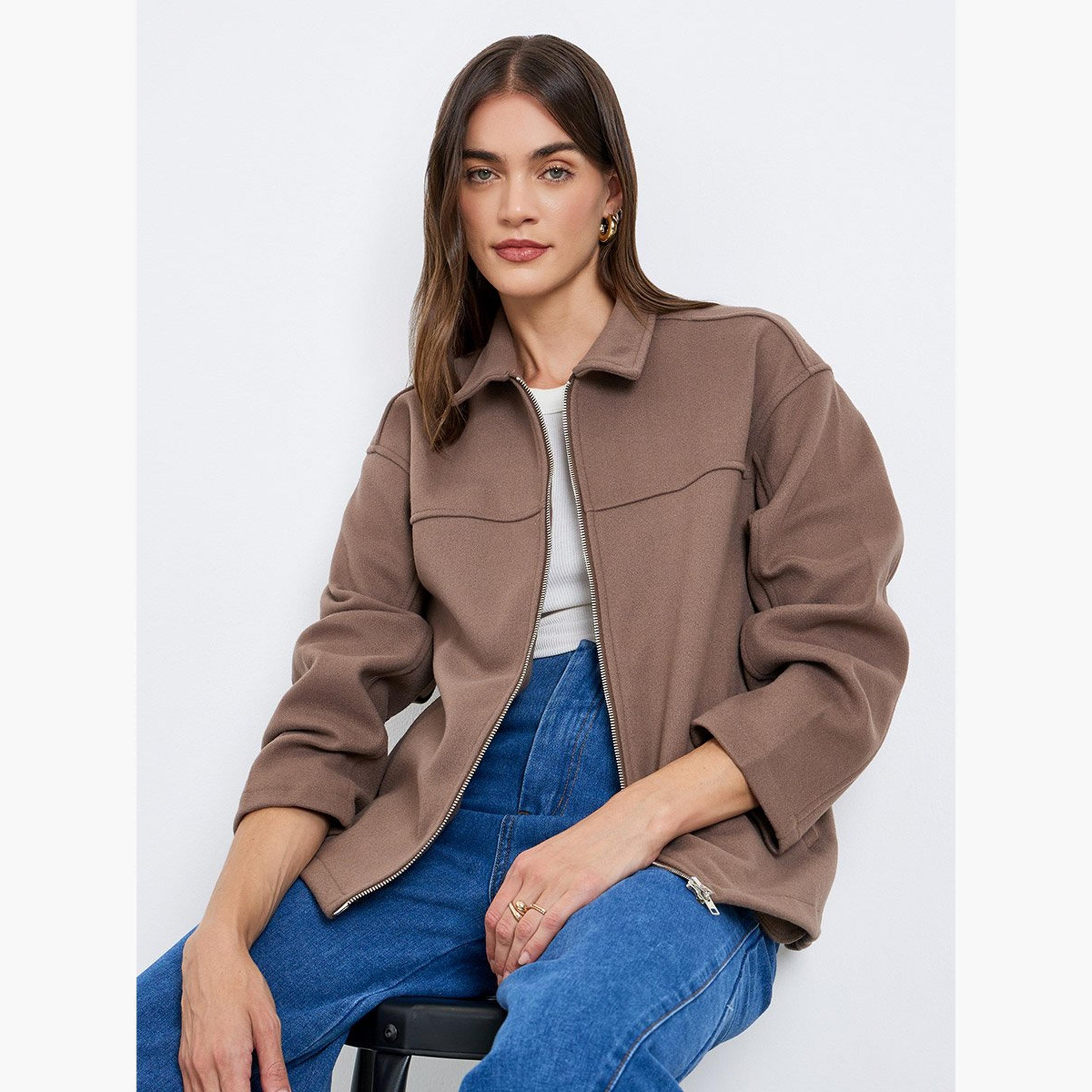 ستايلي - جاكيت بومبر بني مقاس كبير للنساء-women-winterwear-coatsandjackets-jackets-image-5