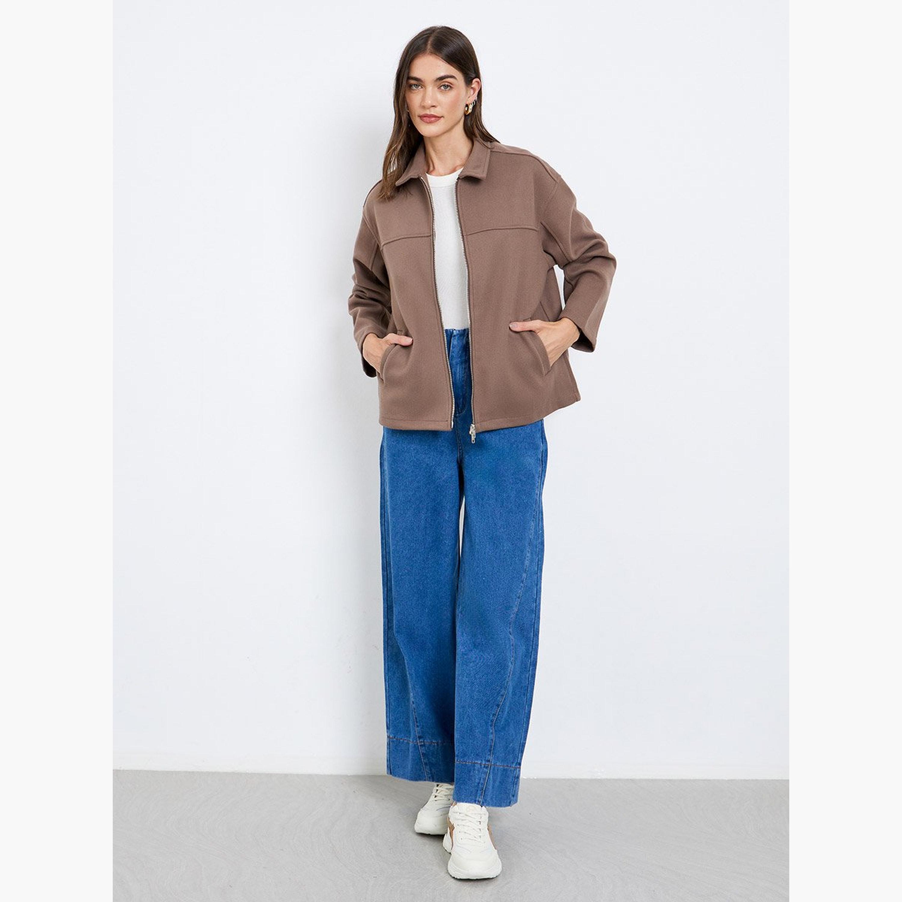 ستايلي - جاكيت بومبر بني مقاس كبير للنساء-women-winterwear-coatsandjackets-jackets-image-4