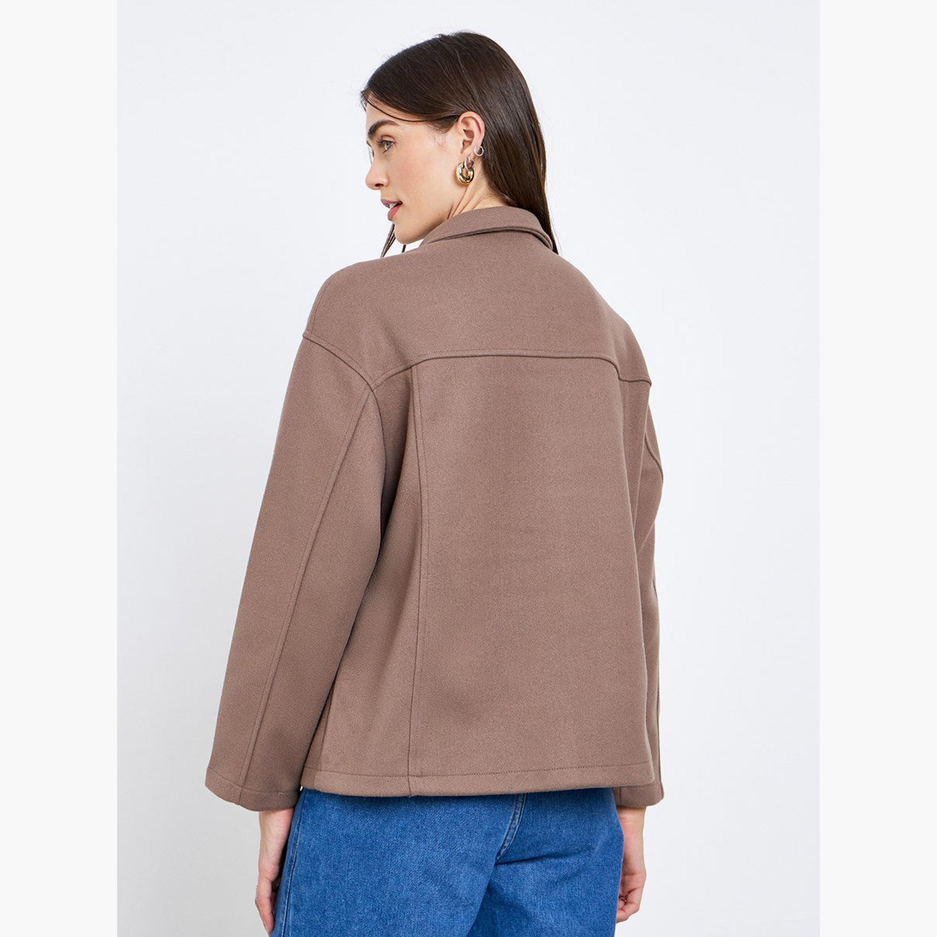 ستايلي - جاكيت بومبر بني مقاس كبير للنساء-women-winterwear-coatsandjackets-jackets-image-1