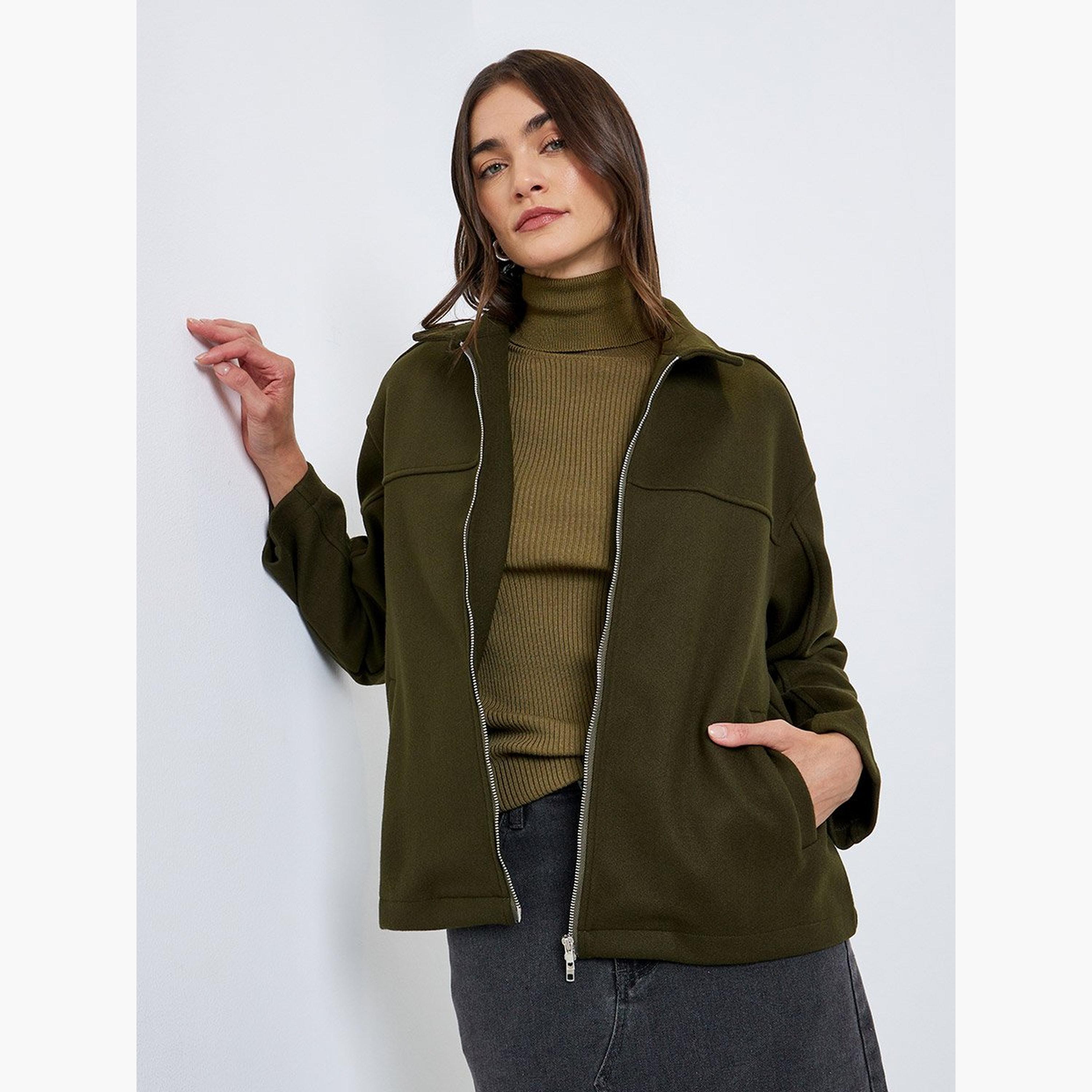 Styli Oversized Wool Look Bomber Jacket-women-winterwear-coatsandjackets-jackets-image-1