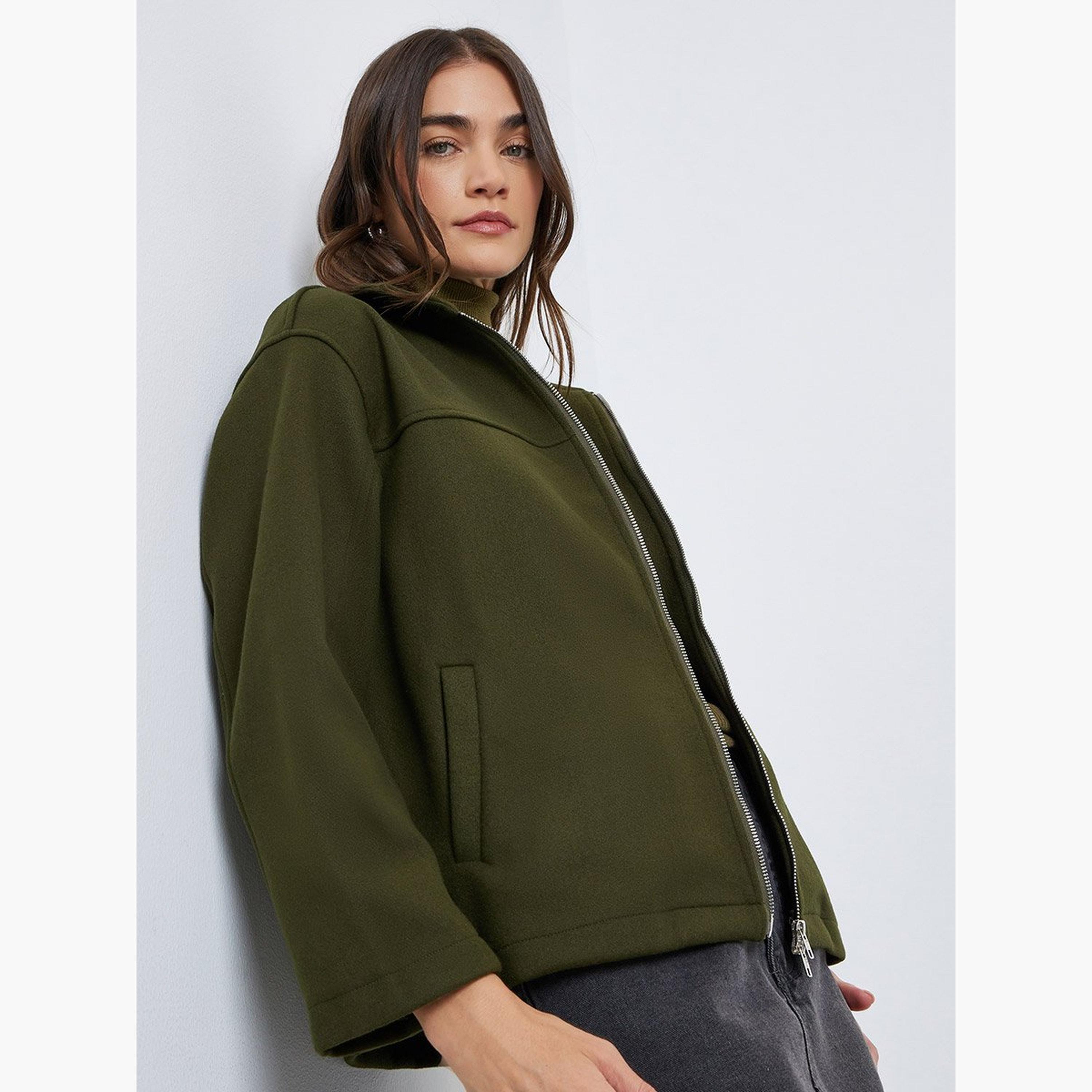 Styli Oversized Wool Look Bomber Jacket-women-winterwear-coatsandjackets-jackets-image-3