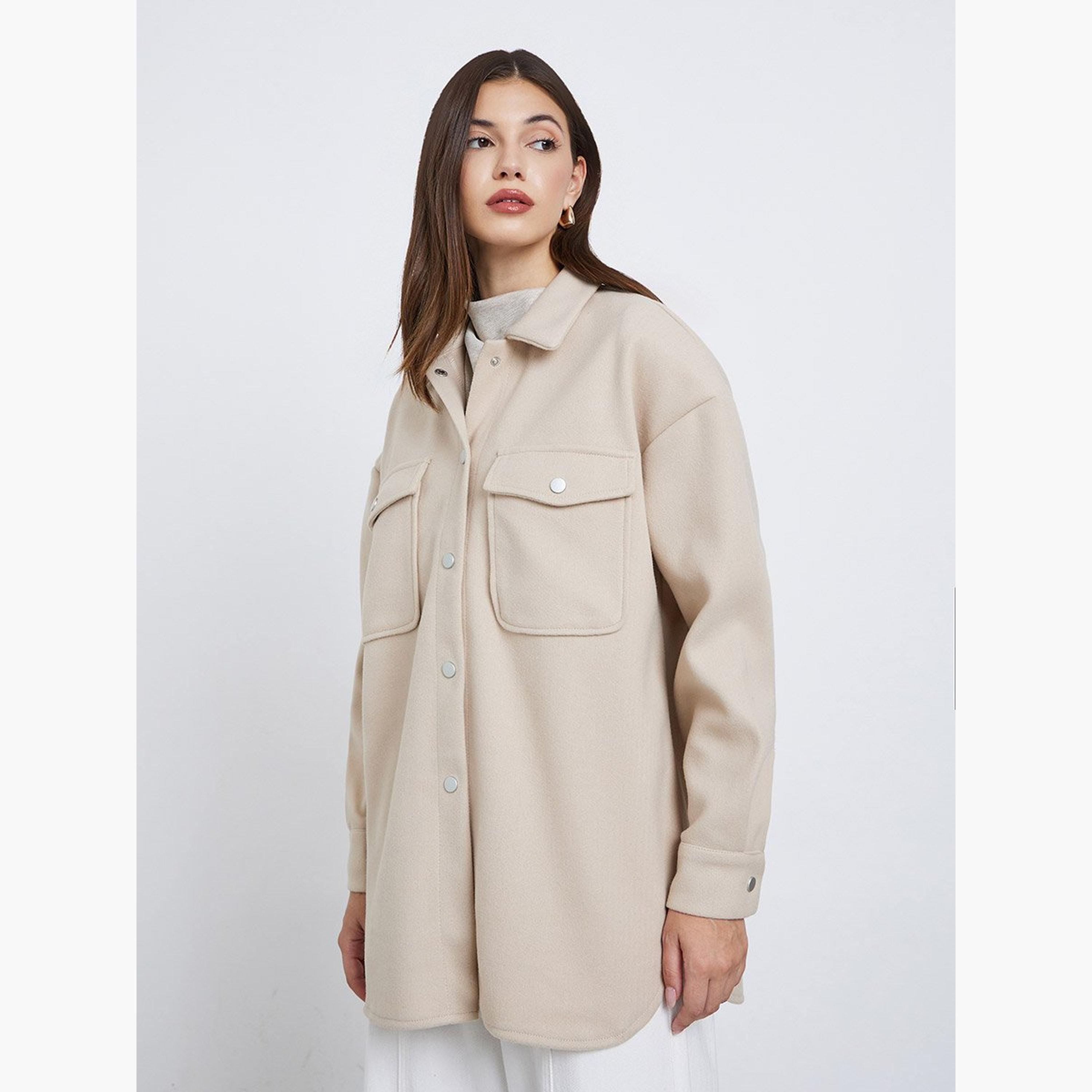 Styli Beige Oversized Longline Shacket-women-winterwear-coatsandjackets-jackets-image-1