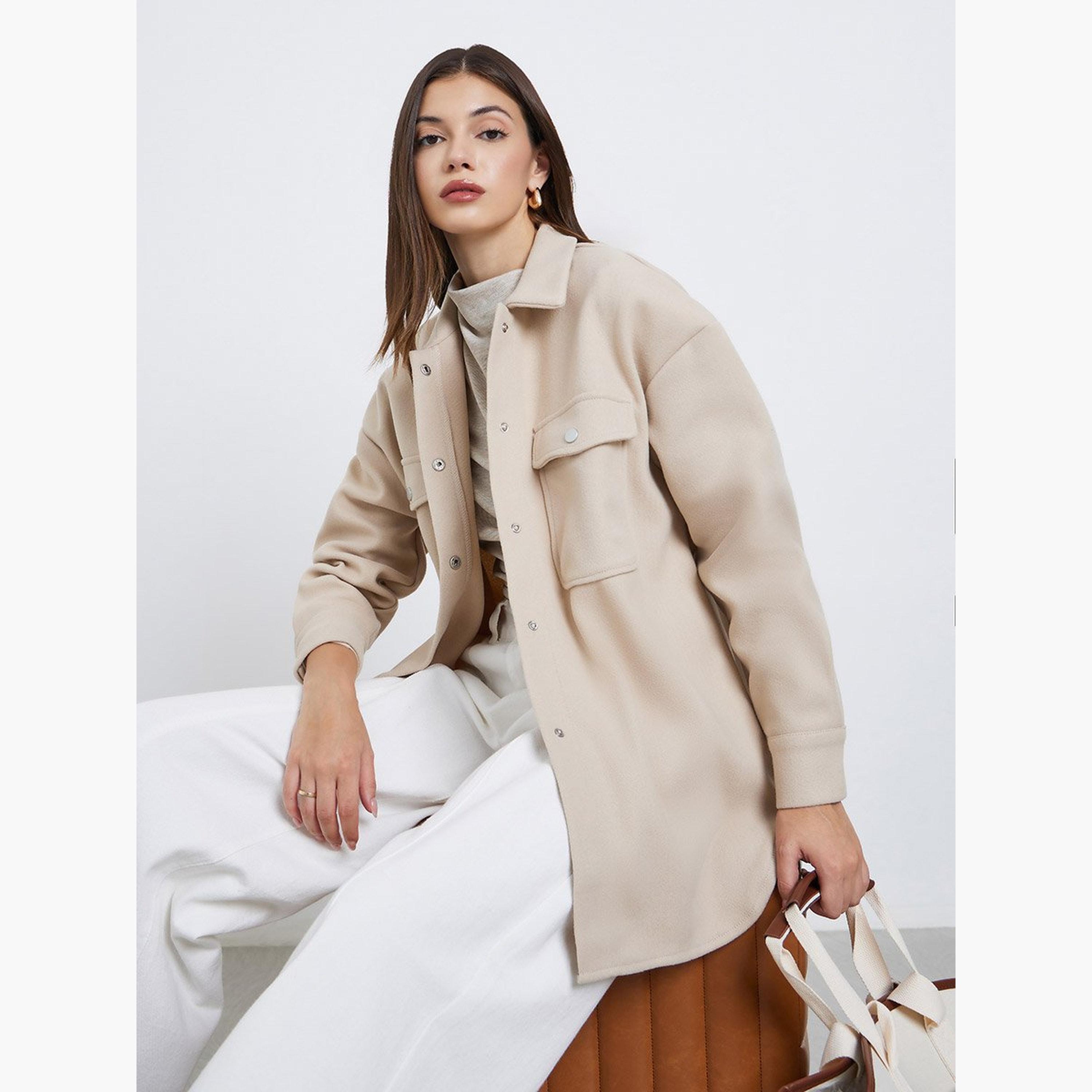 Styli Beige Oversized Longline Shacket-women-winterwear-coatsandjackets-jackets-image-3