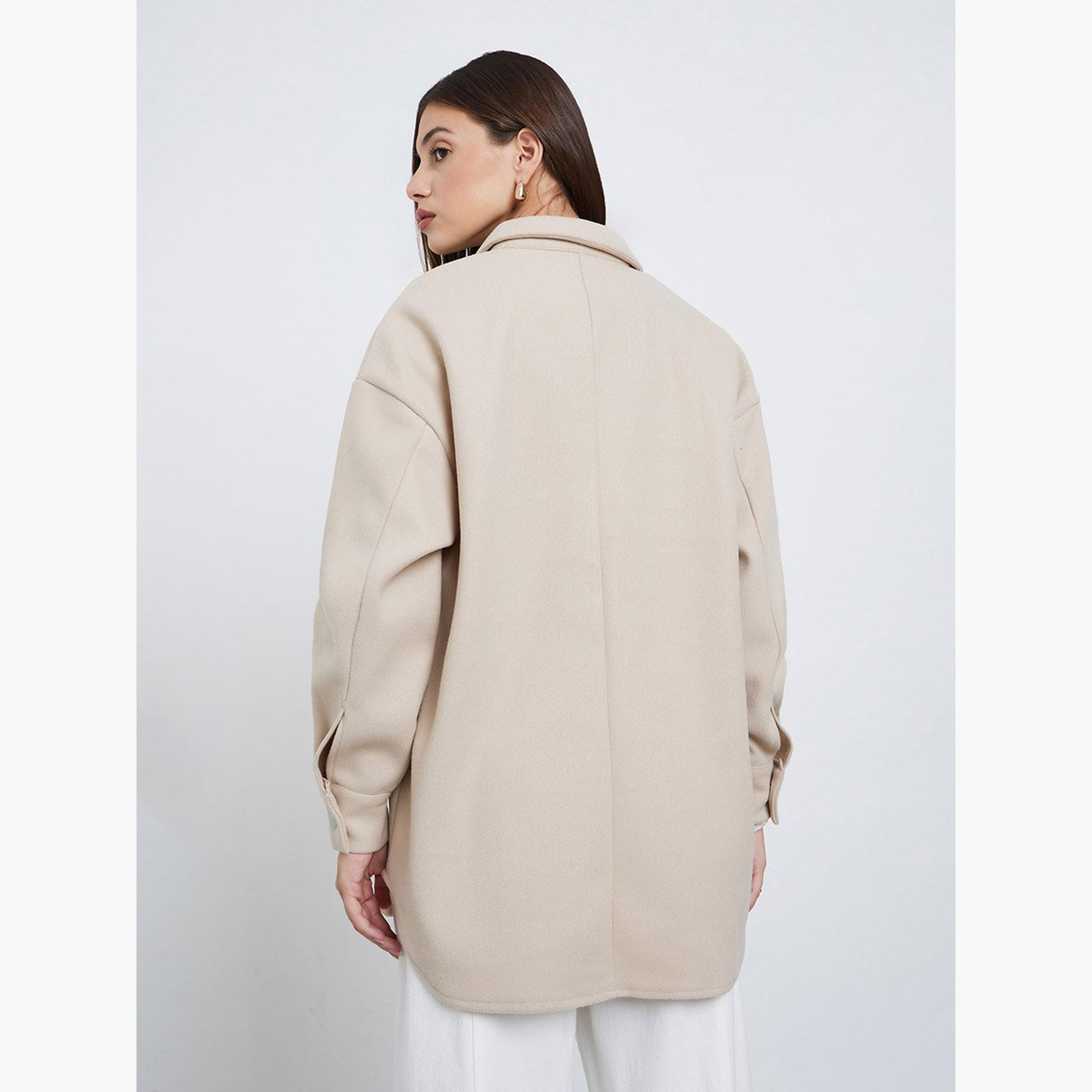 Styli Beige Oversized Longline Shacket-women-winterwear-coatsandjackets-jackets-image-5