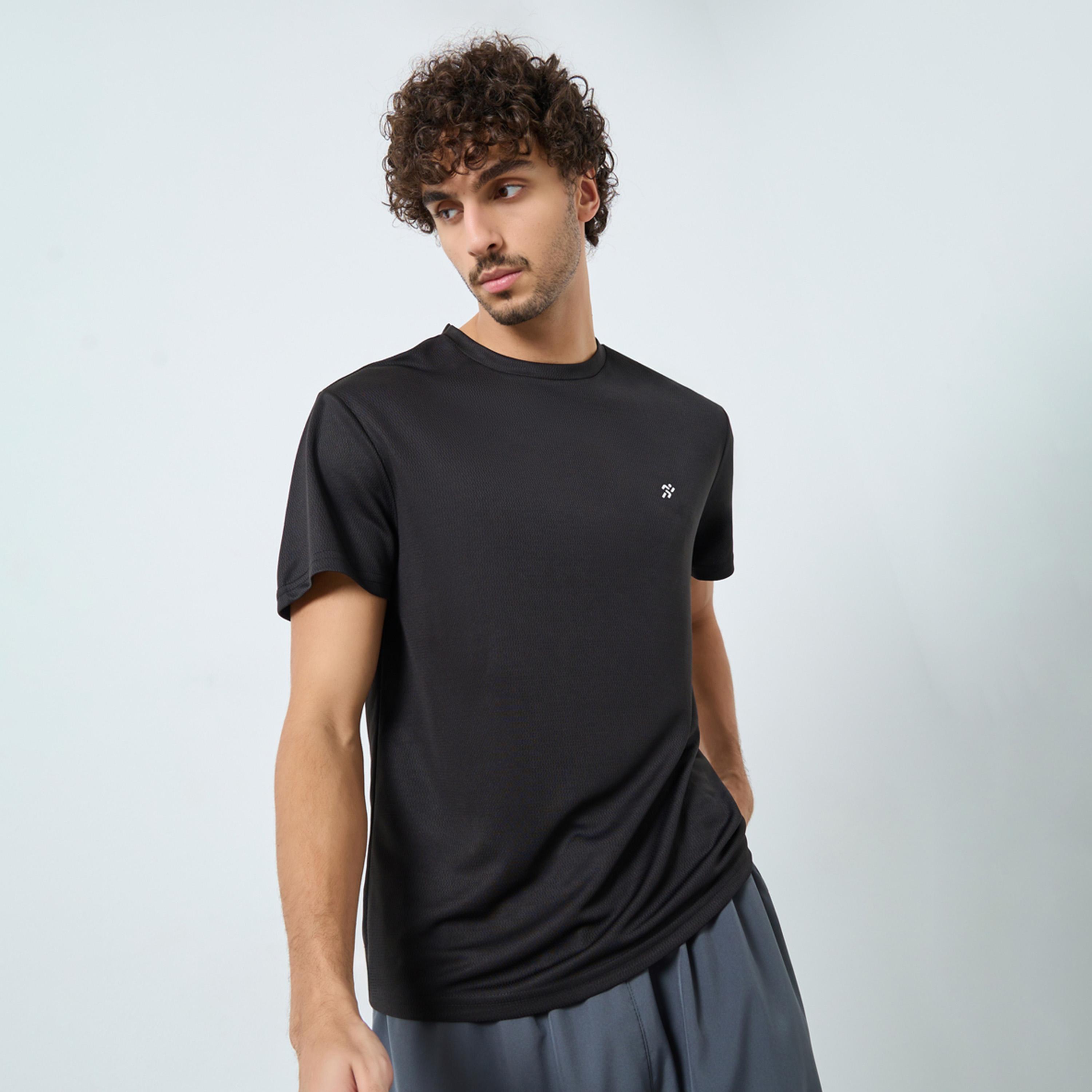 Styli Men Black Regular Back Print Workout T-Shirt-men-clothing-sportswearandactivewear-tshirtsandpolos-image-1