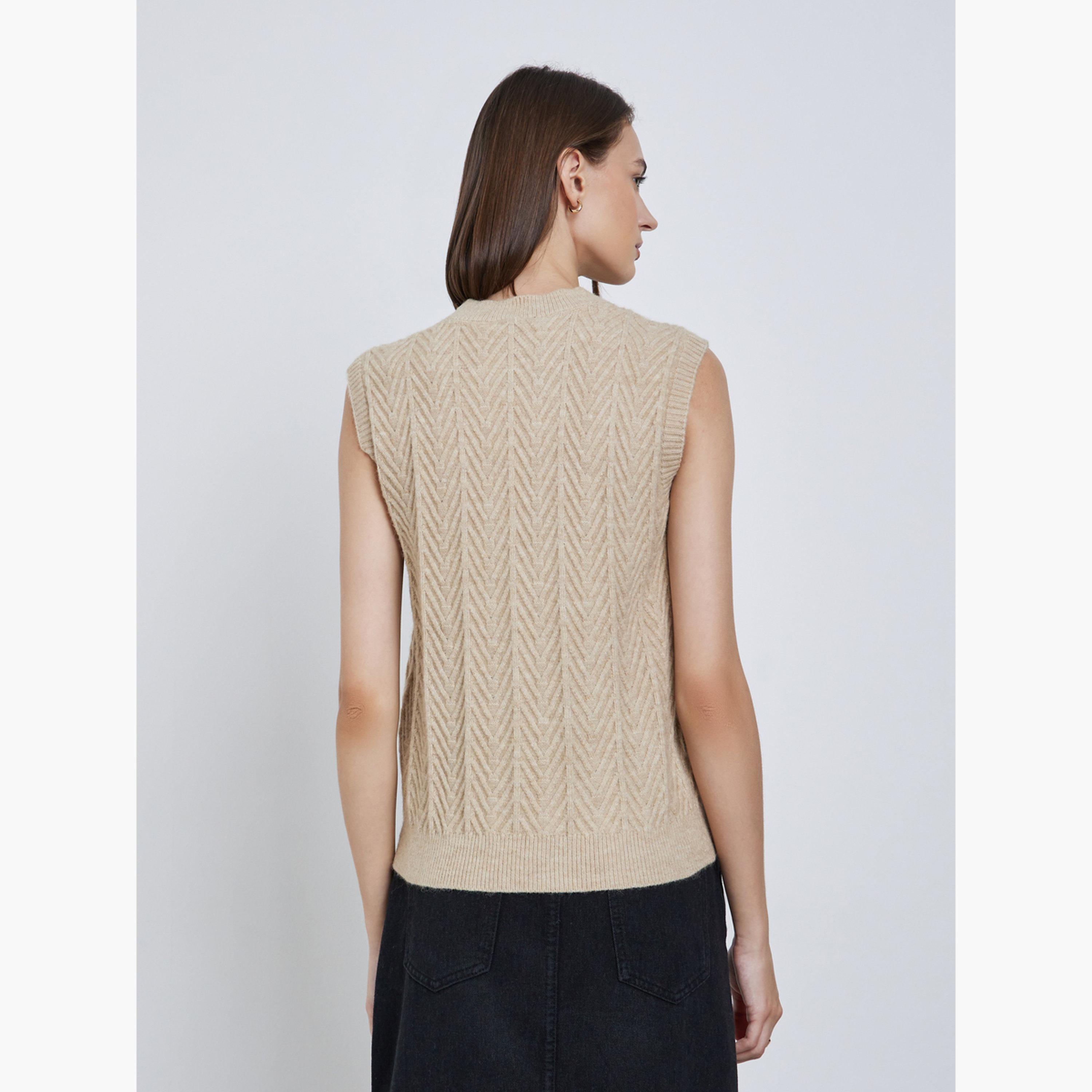 ستايلي - سترة بيج محبوكة بدون أكمام-women-clothing-tshirts-image-4