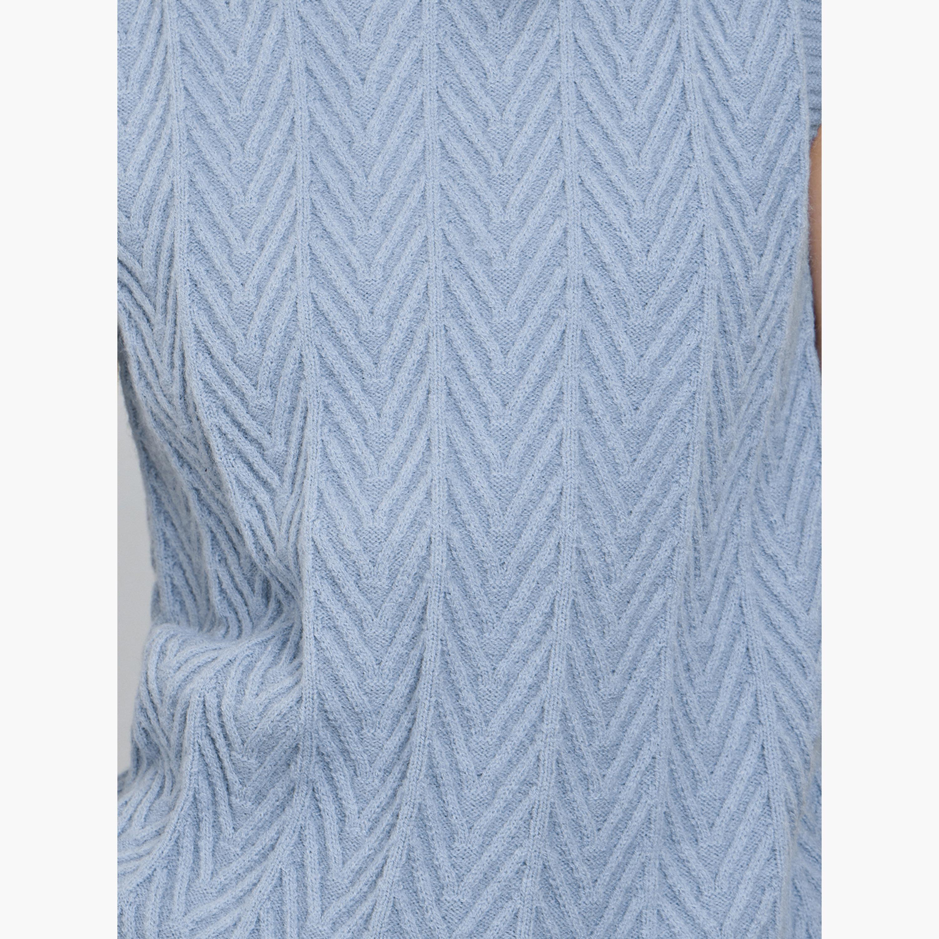 Styli Light Blue Textured Knit Sleeveless Vest-women-clothing-tshirts-image-3
