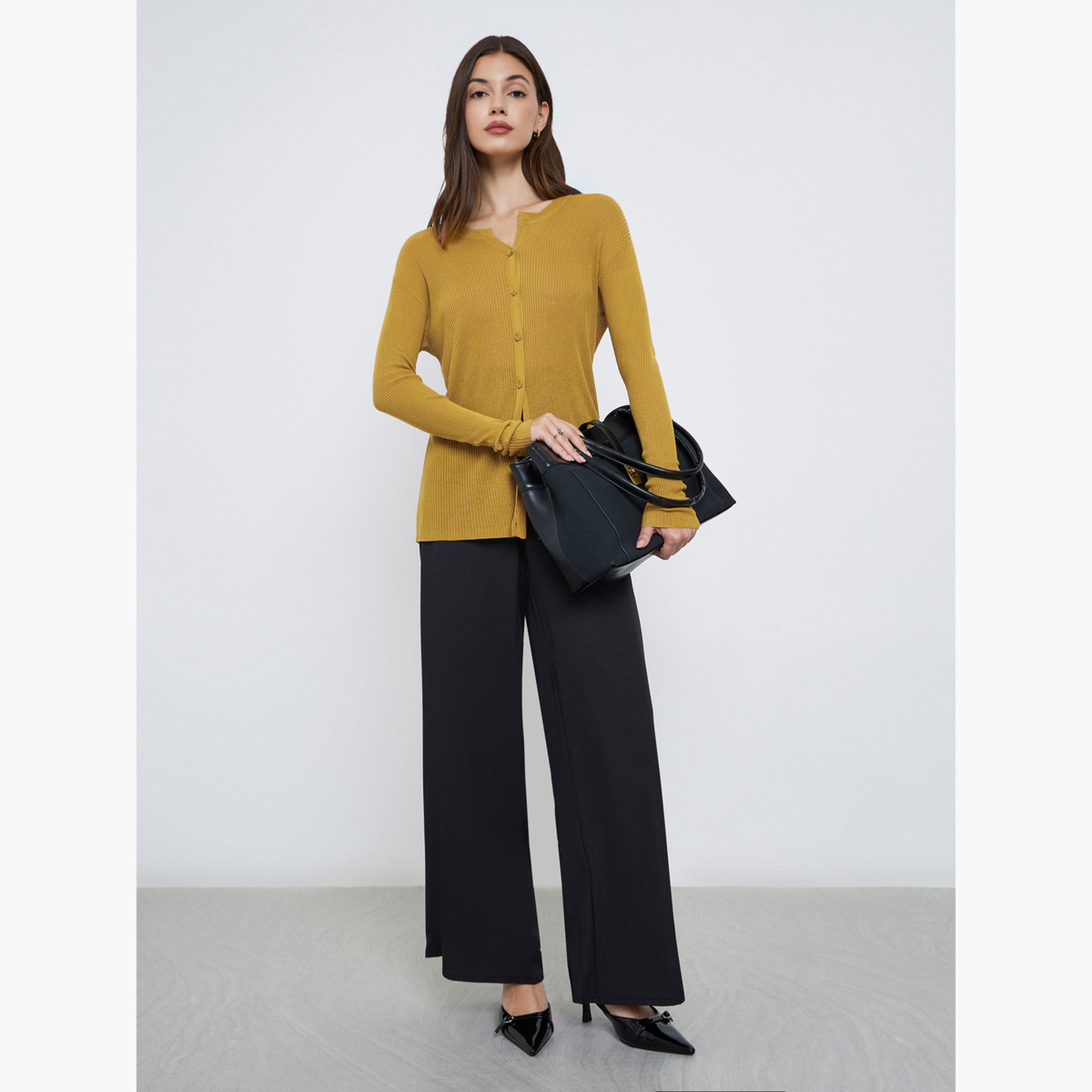 Styli Button Down Long Sleeve Ribbed Top-women-clothing-cardigansandjumpers-cardigans-image-2