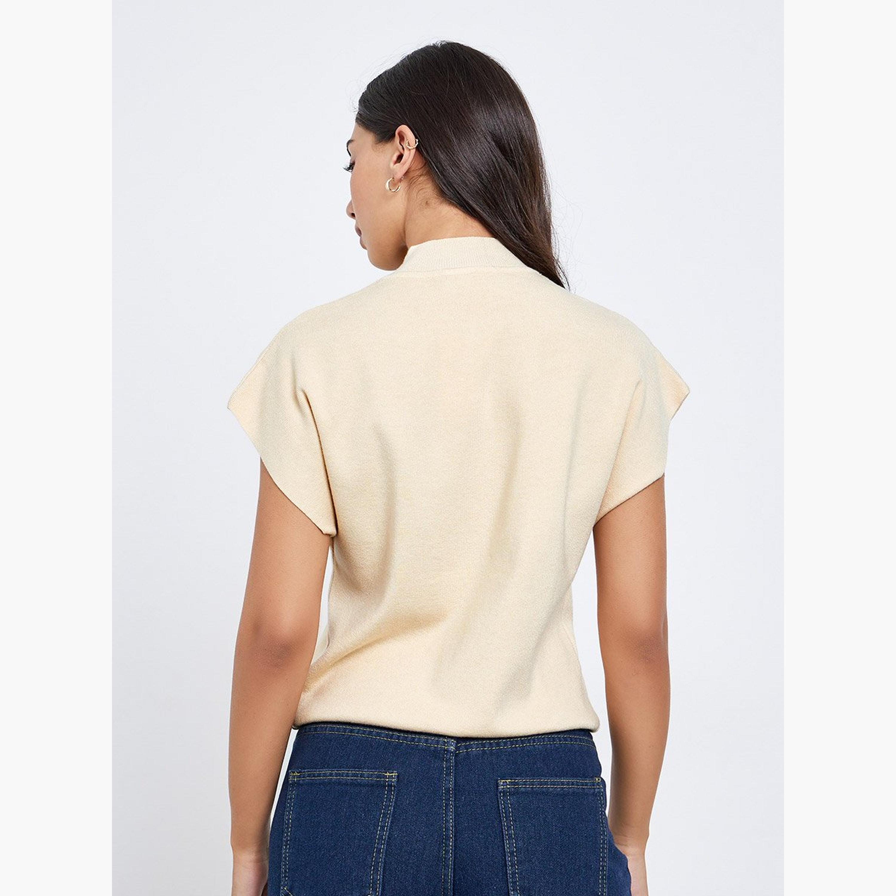 Styli Off White Knit Top with Short Sleeves-women-clothing-tshirts-image-4
