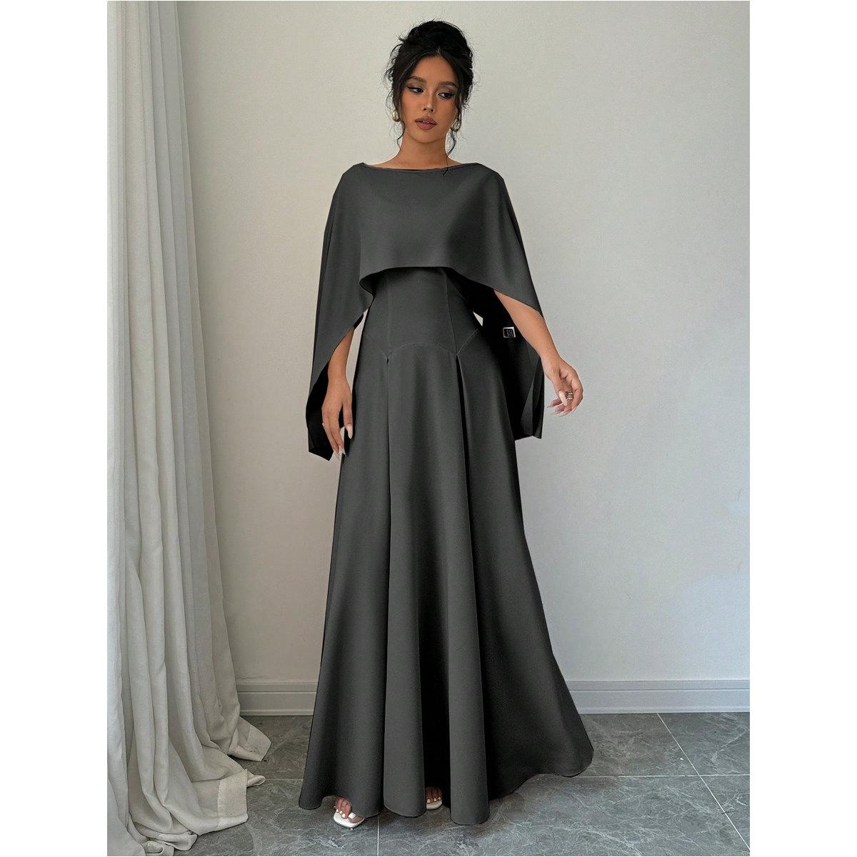 فستان طويل سادة بأكمام كيب-women-clothing-dresses-image-4
