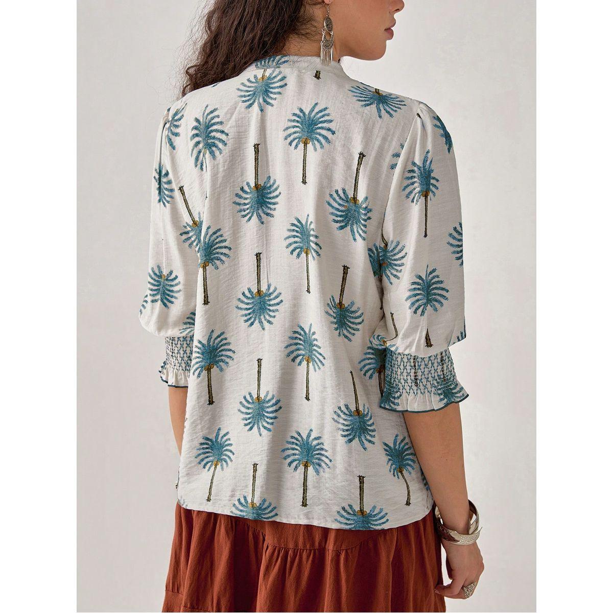 Styli Graphic Print Tie-Up Neck Top-women-clothing-shirtsandblouses-blouses-image-4