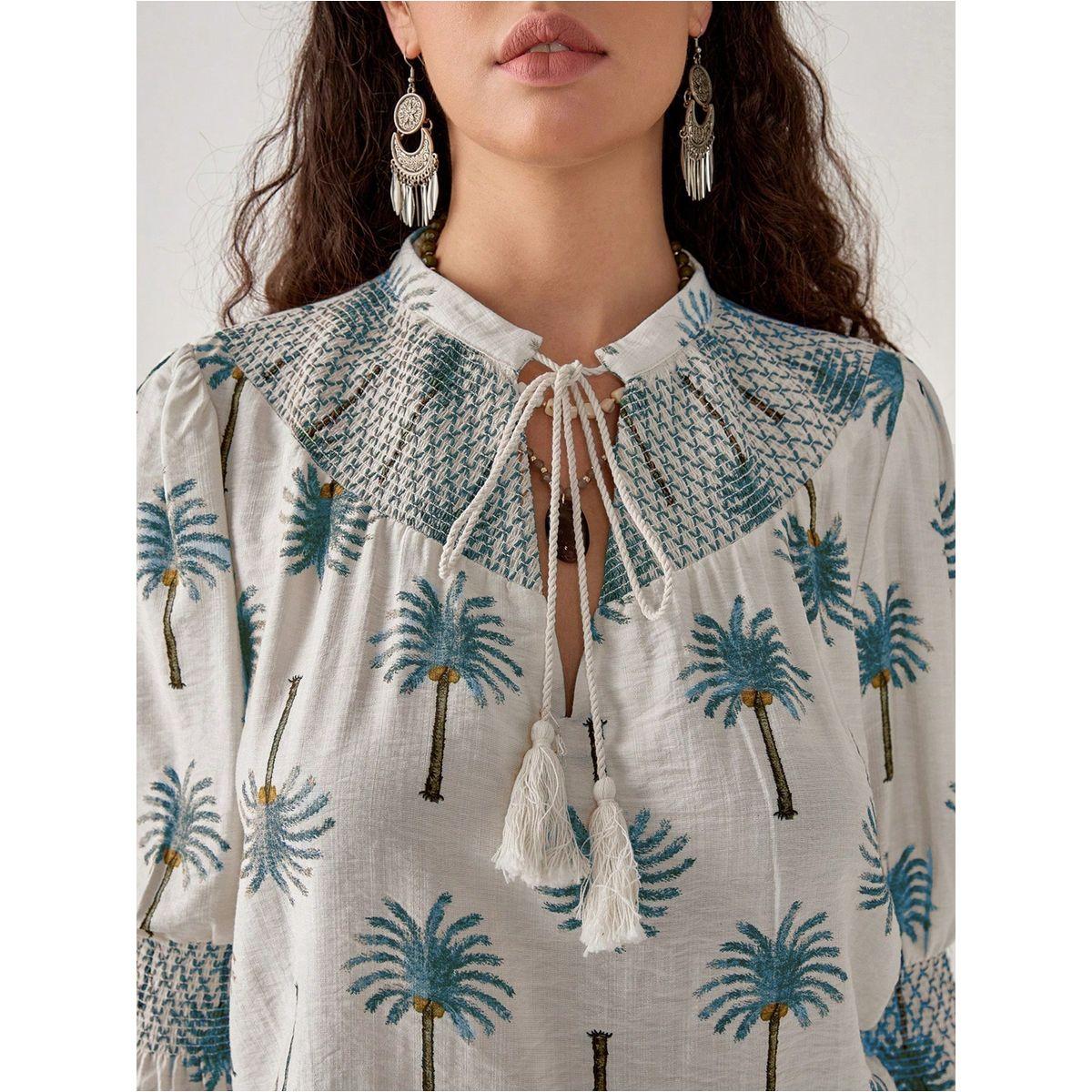 Styli Graphic Print Tie-Up Neck Top-women-clothing-shirtsandblouses-blouses-image-6