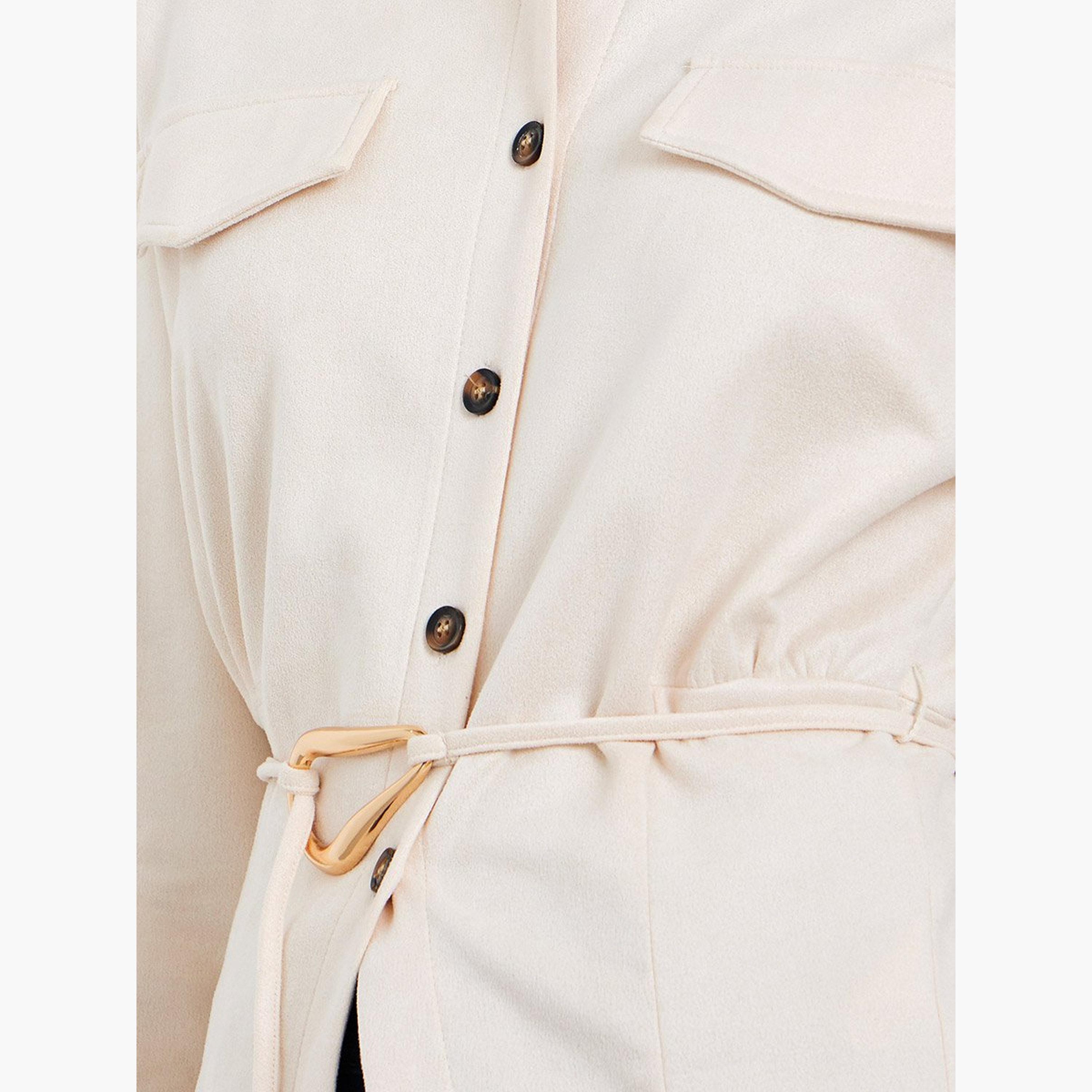 ستايلي - قميص قصّة مريحة بأكمام طويلة وحزام لون أبيض العاجي-women-clothing-shirtsandblouses-shirts-image-3