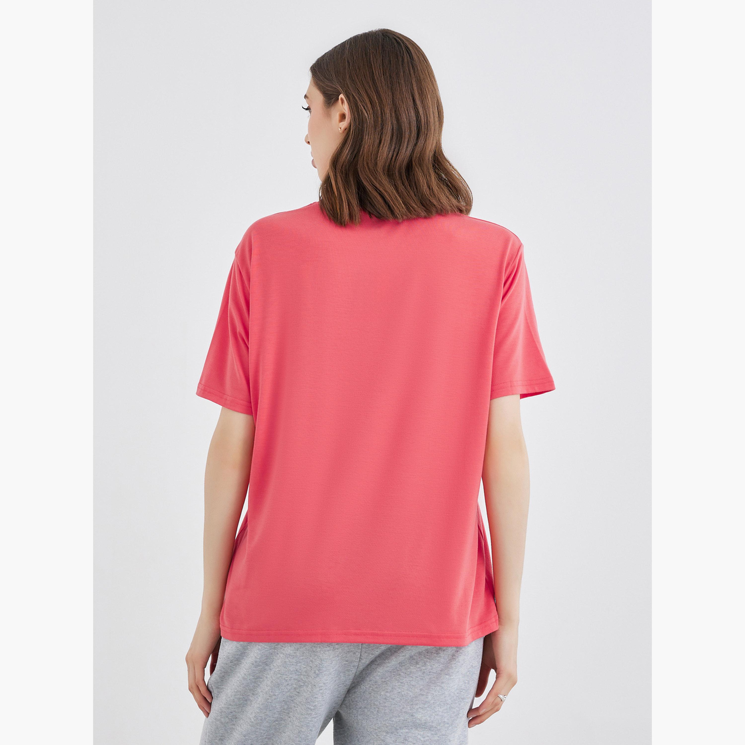 Styli Pink New York Print Relaxed Fit T-Shirt-women-clothing-tshirts-image-4