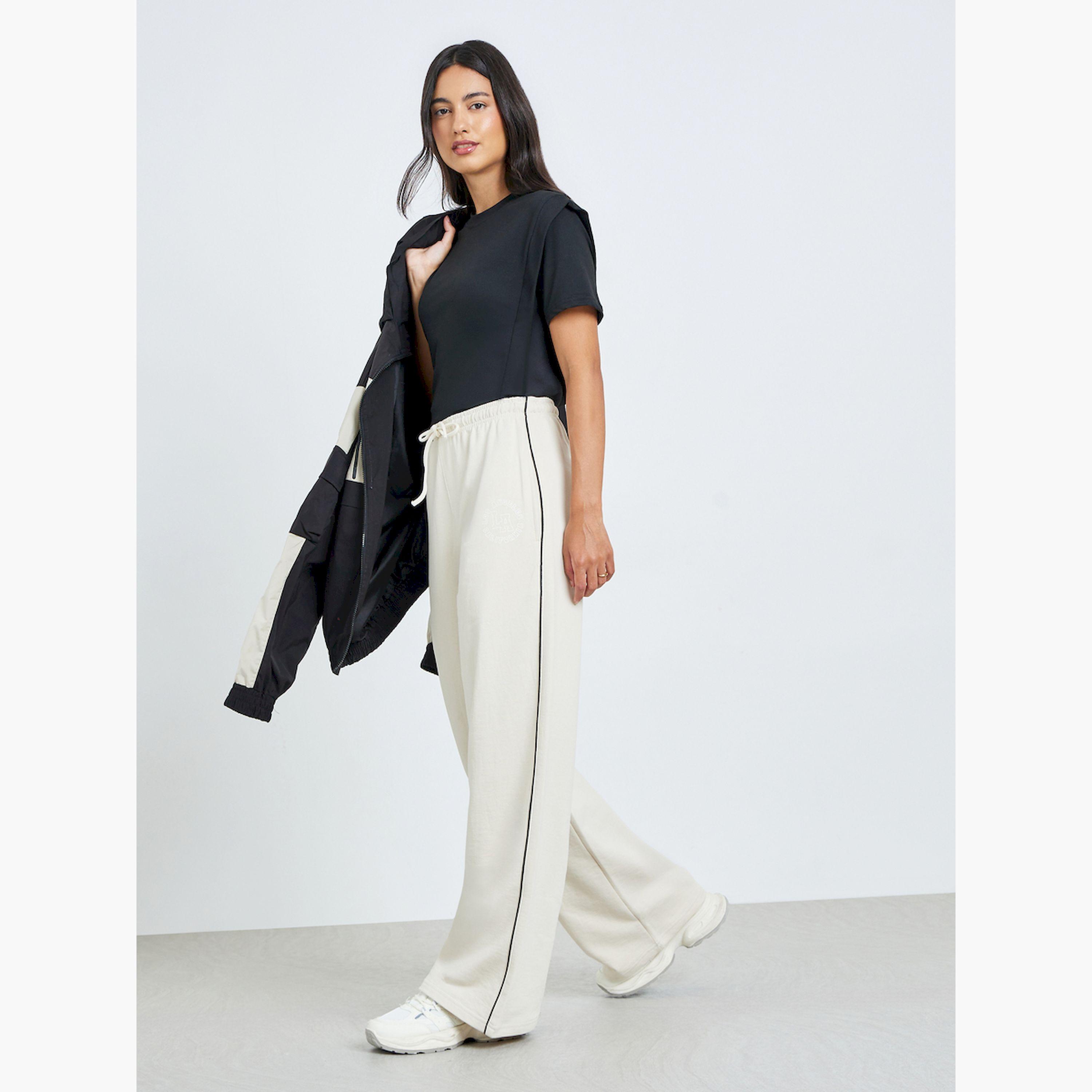 Styli Beige Wide Leg Joggers with Drawstring-women-clothing-bottoms-joggers-image-2