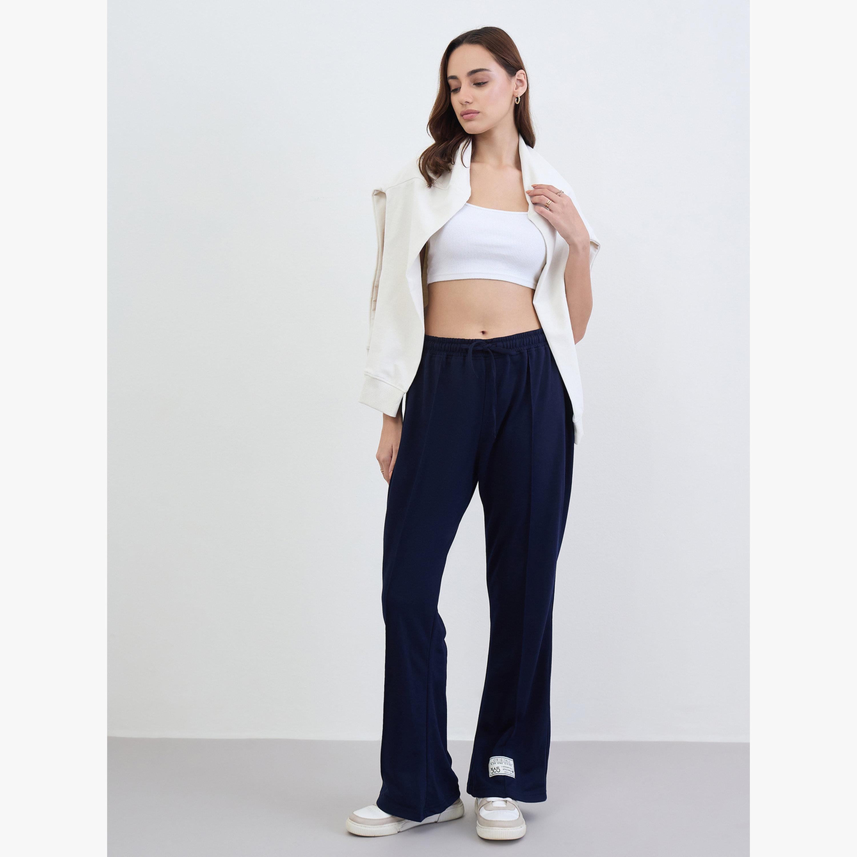 Styli Women Navy Blue Wide Leg Joggers-women-clothing-bottoms-joggers-image-2