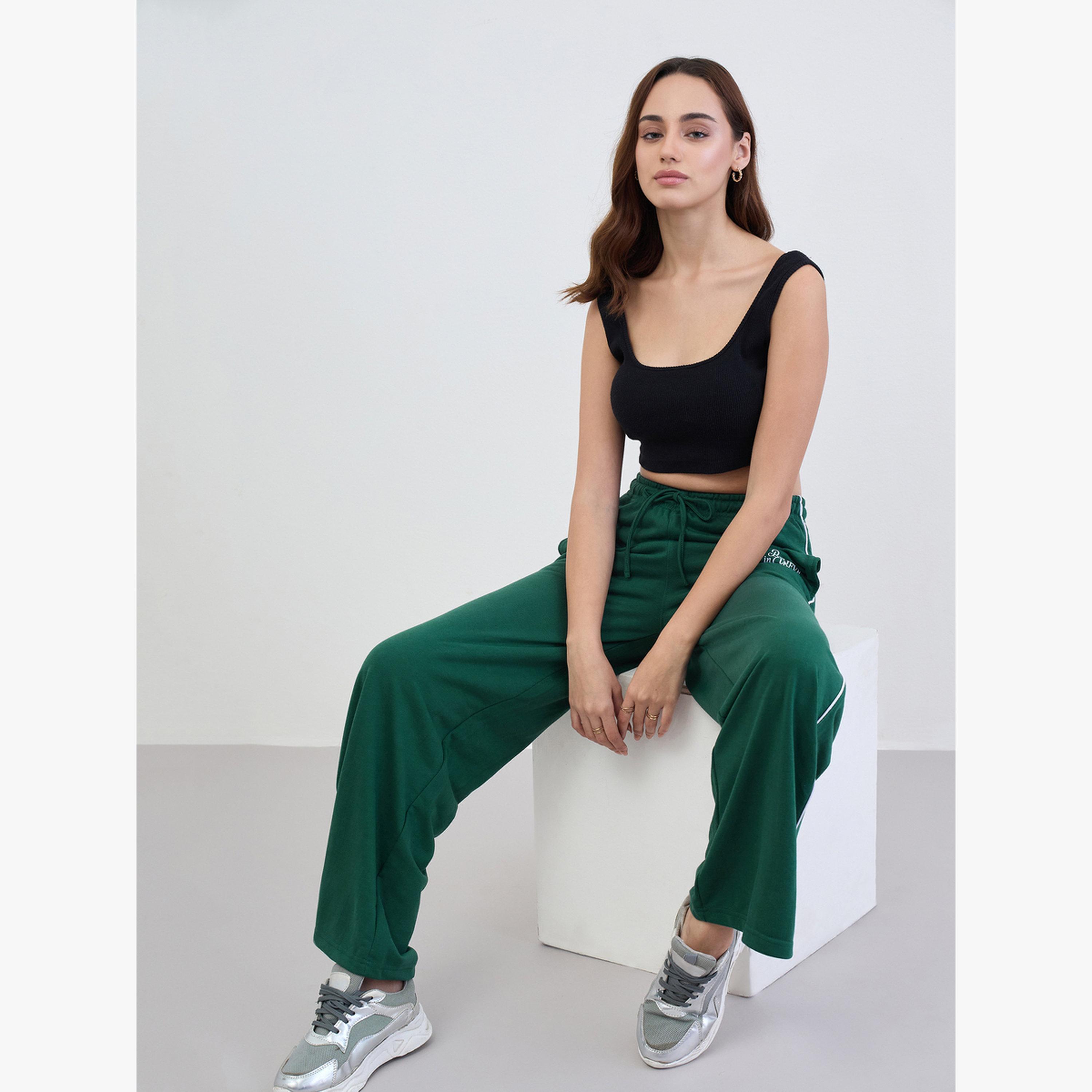 Styli Women Green Wide Leg Joggers-women-clothing-bottoms-joggers-image-3