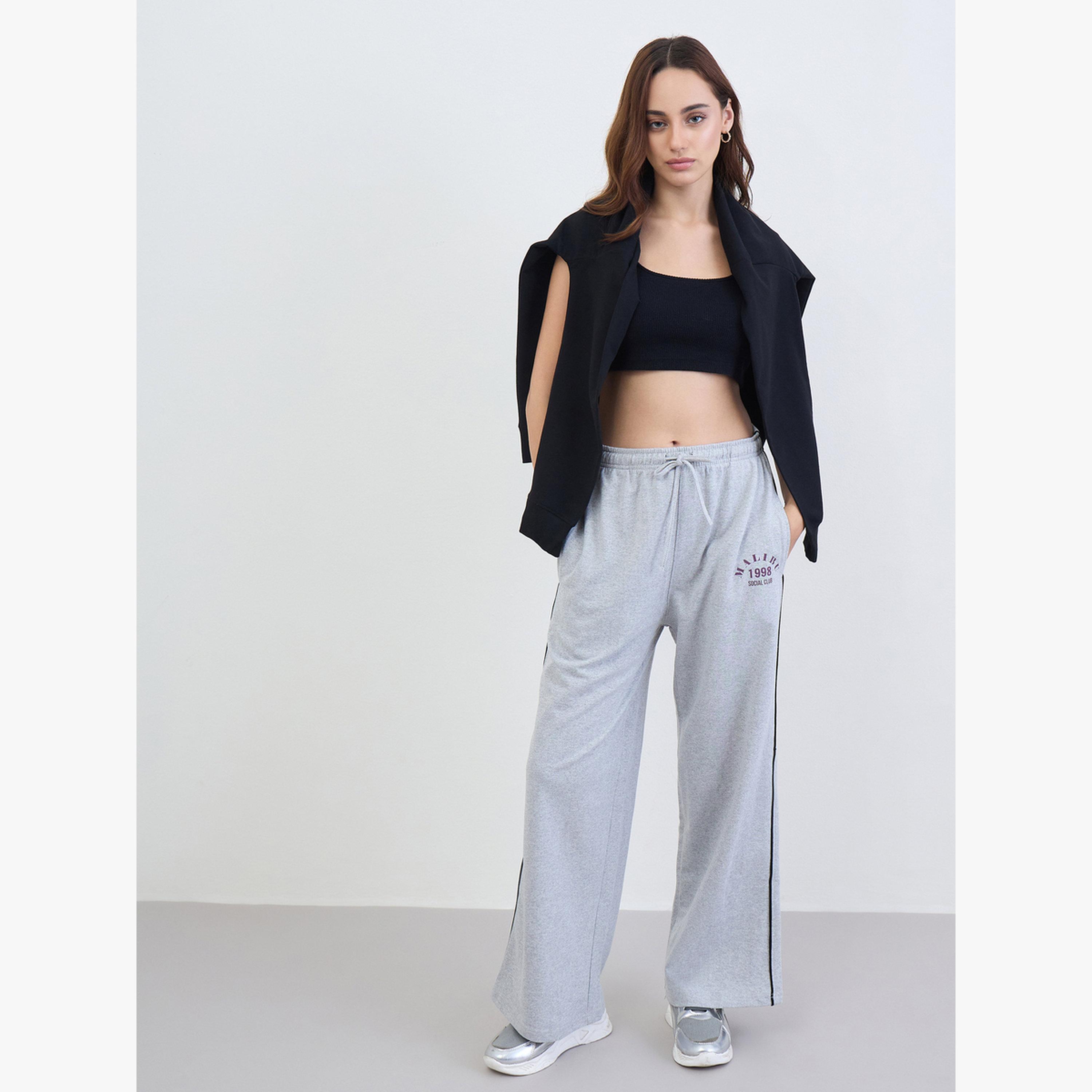 Styli Women Grey Wide Leg Joggers-women-clothing-bottoms-joggers-image-2