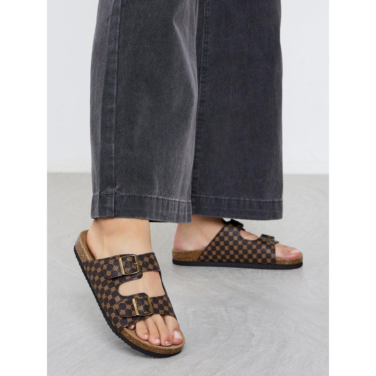 Take Two Buckle Detail Slip-On Sandals-women-shoes-sandals-flats-image-1