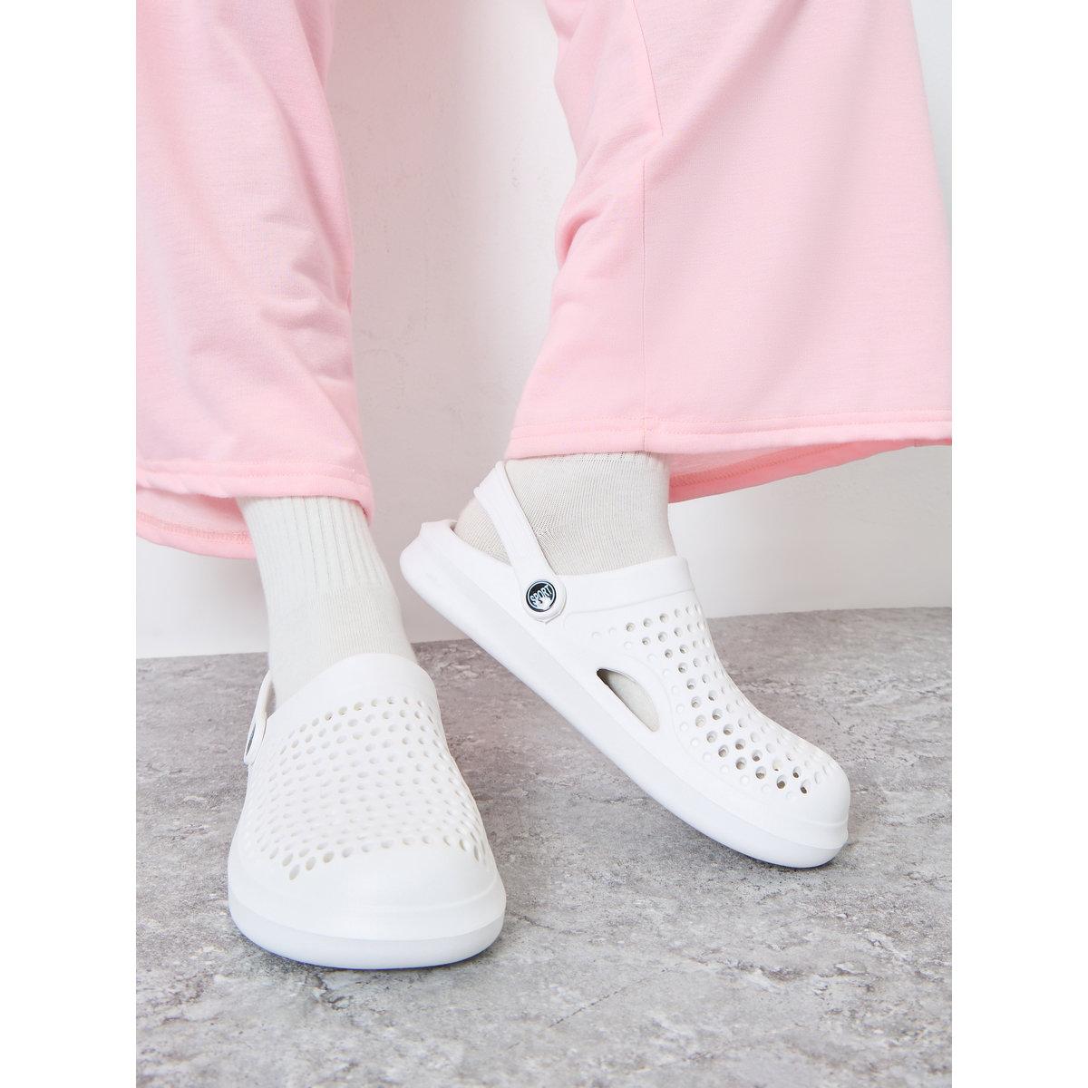 Take Two Vamp Perforated Solid Heel Strap Clogs-women-shoes-sandals-flats-image-1