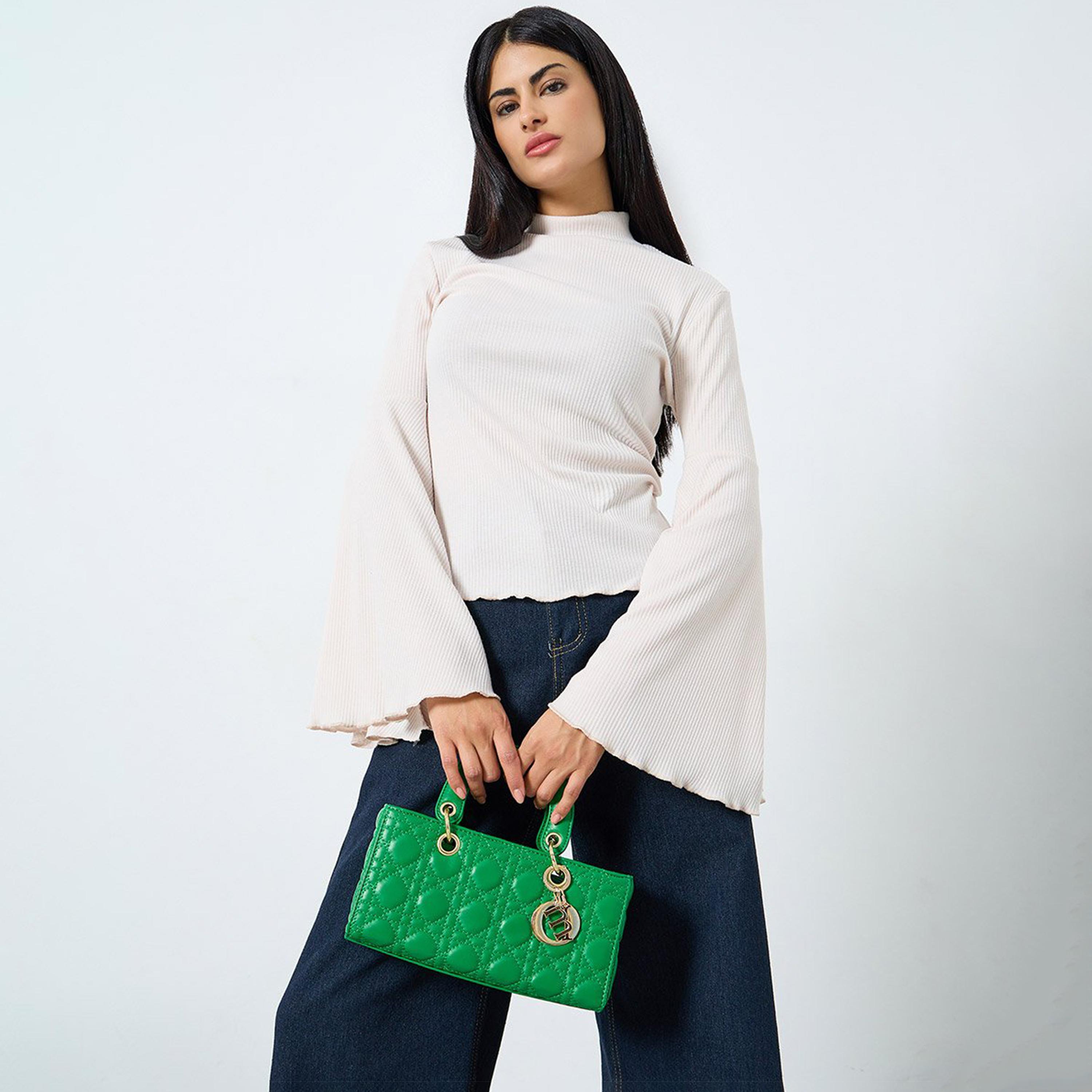 Take Two Green Quilted Bag with Metal Charm-women-bagsandwallets-handbags-image-2